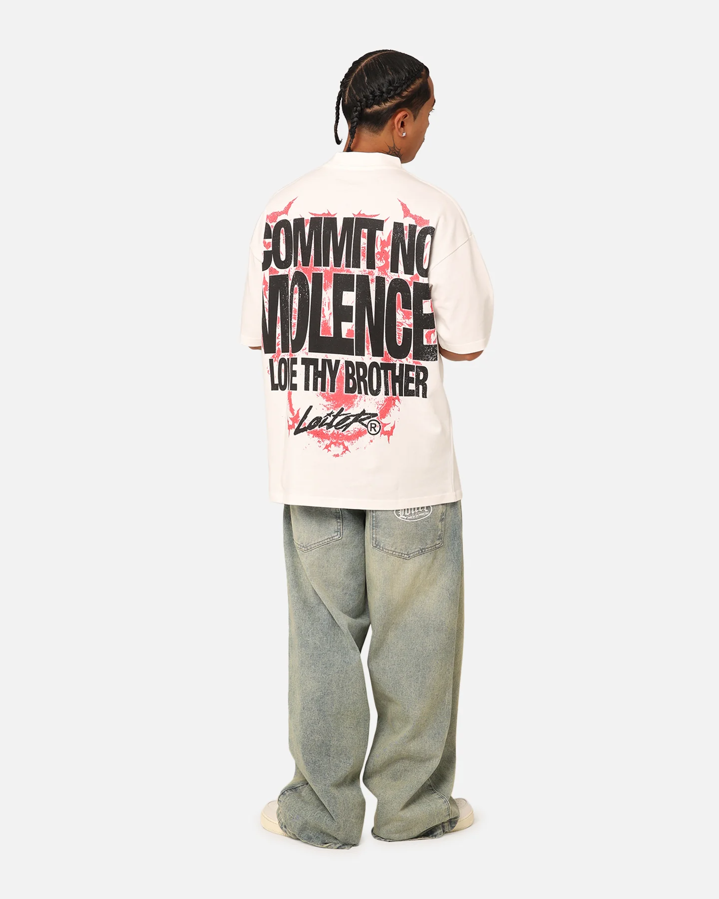 Loiter Dog Tag Oversized T-Shirt Off White - Image 8