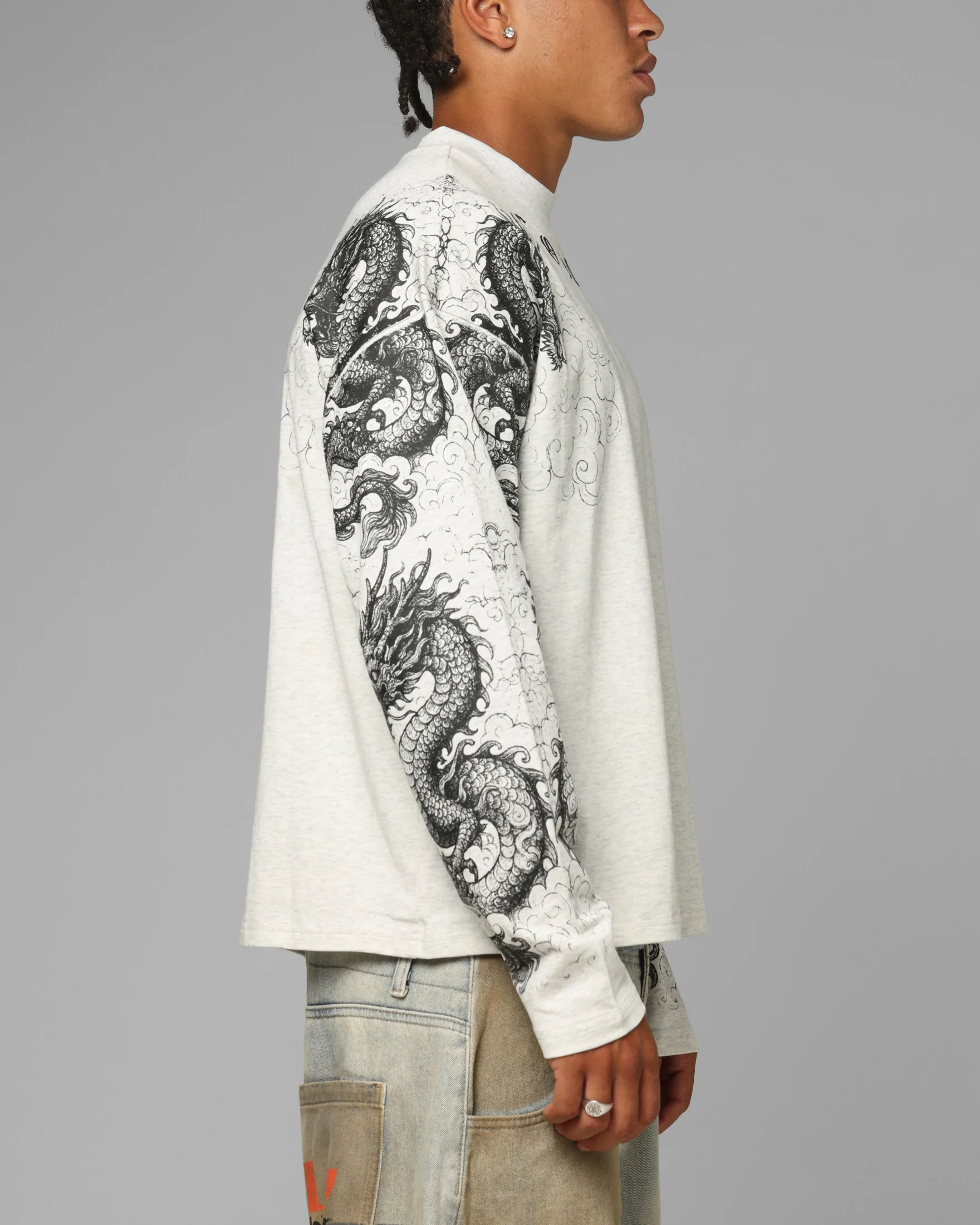 Loiter Dragon Tattoo Long Sleeve T-Shirt White - Image 5