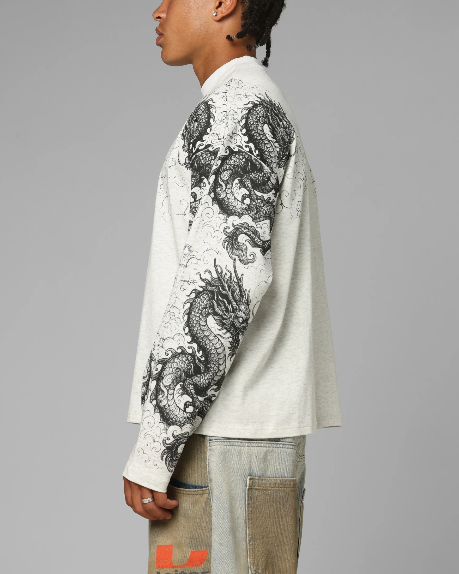 Loiter Dragon Tattoo Long Sleeve T-Shirt White - Image 6