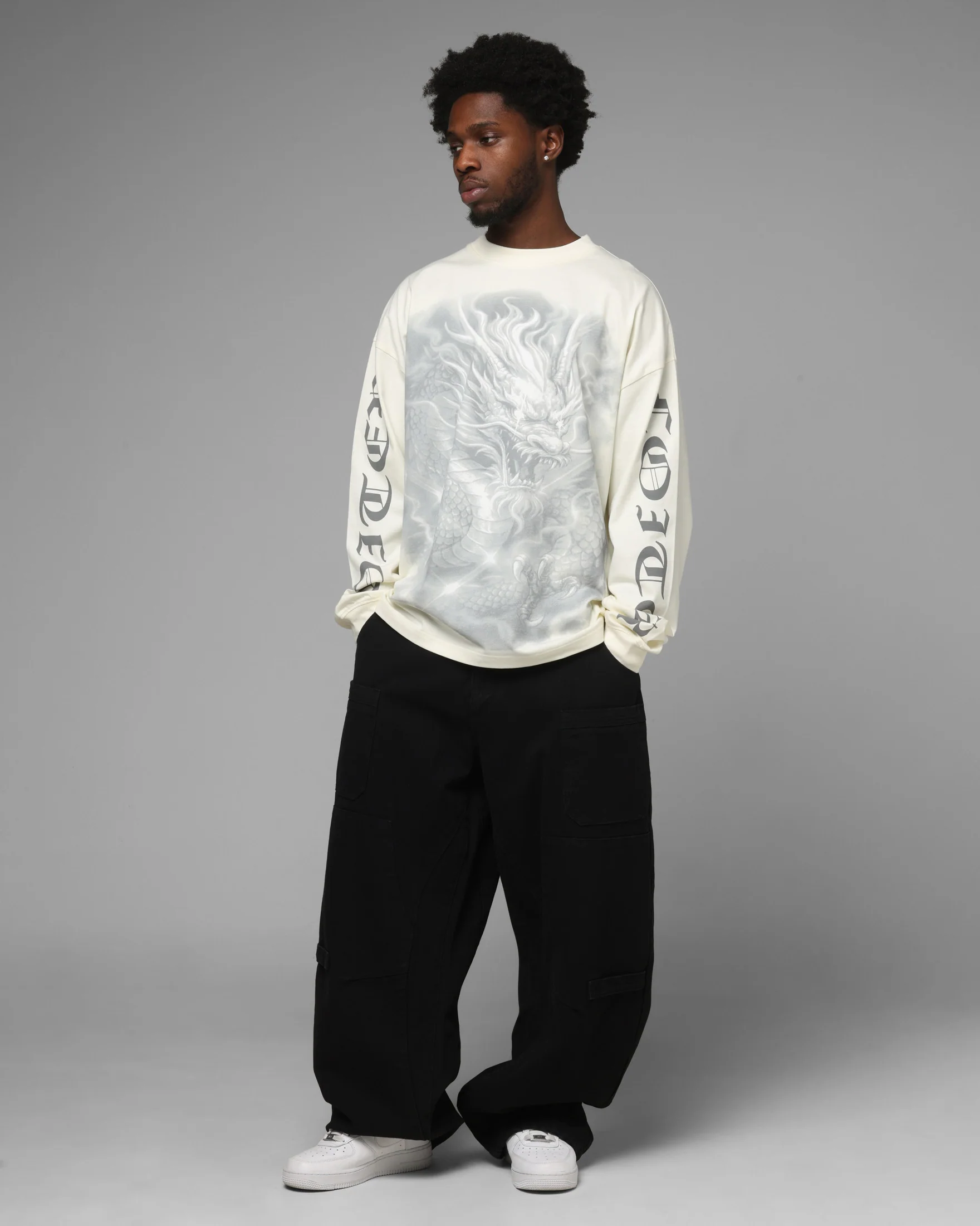 Loiter Drako Airbrish Long Sleeve T-Shirt White - Image 2