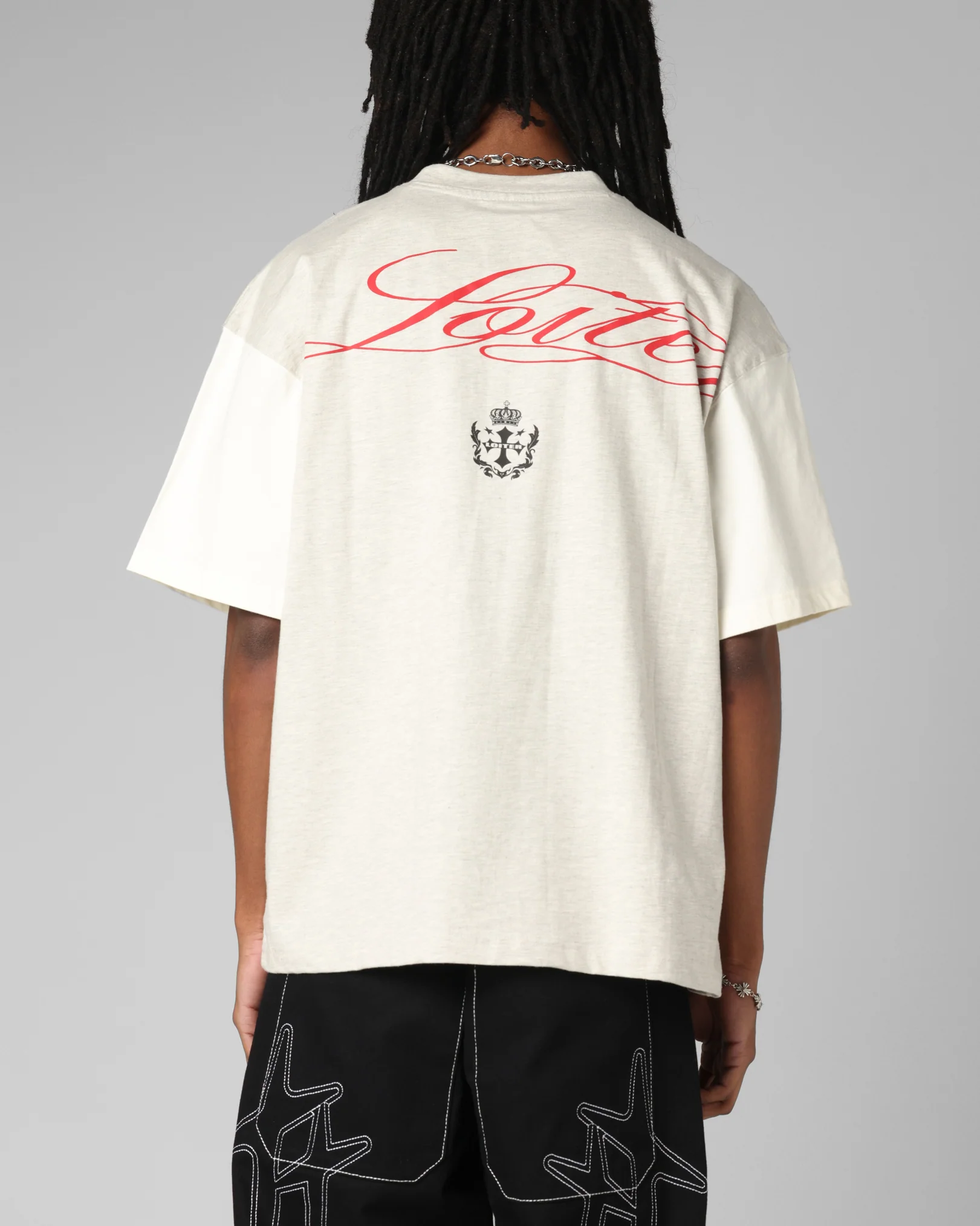 Loiter Drop Out Vintage T-Shirt Grey/White - Image 2