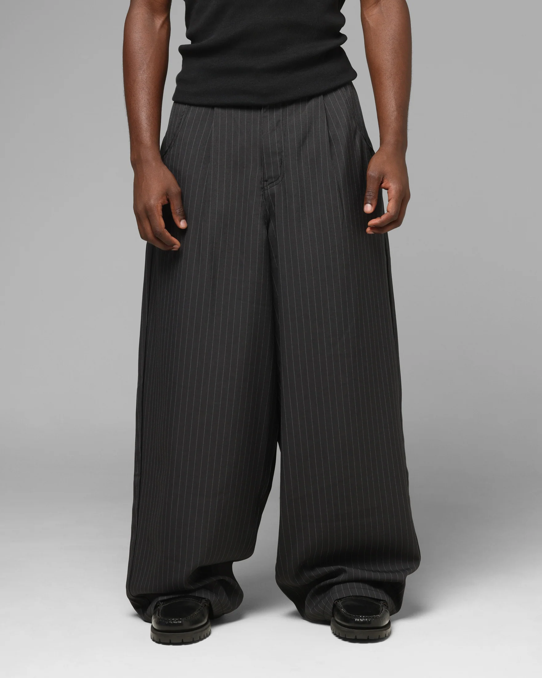 Loiter Eastern Bloc Pinstripe Trousers Black Pinstripe - Image 5