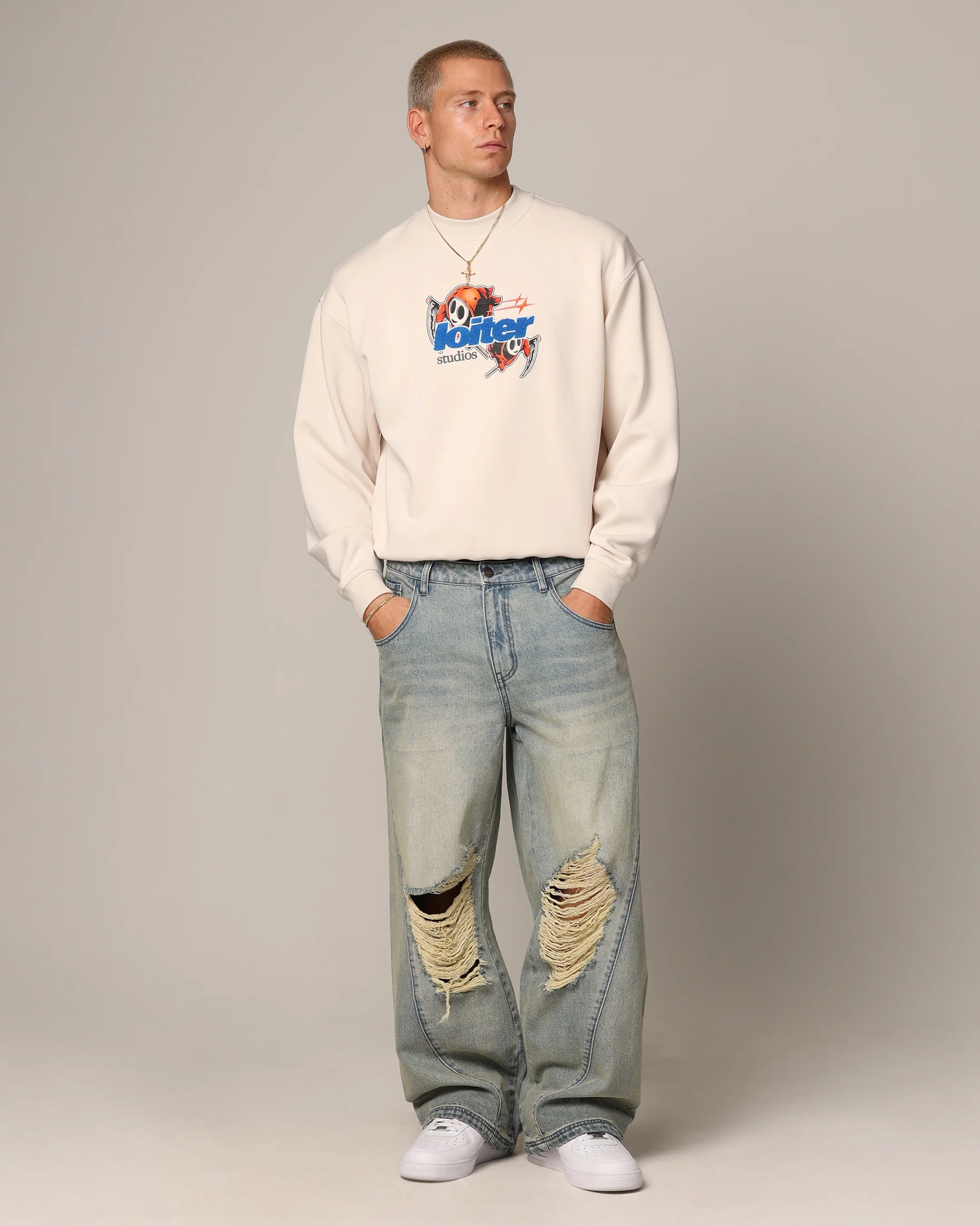 Loiter Elevate Crewneck Off White - Image 4