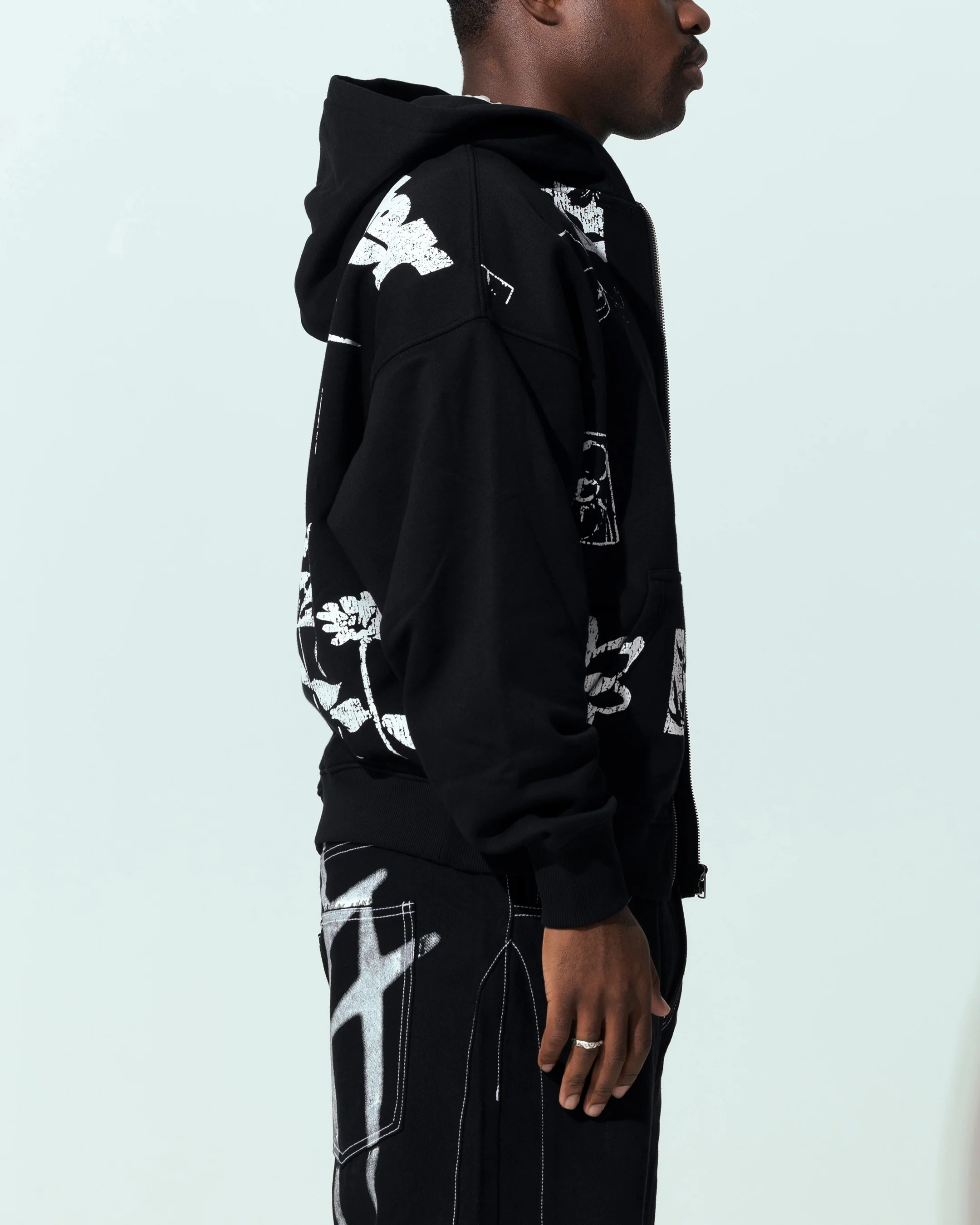 Loiter Flower Bed Zip Hoodie Black - Image 5