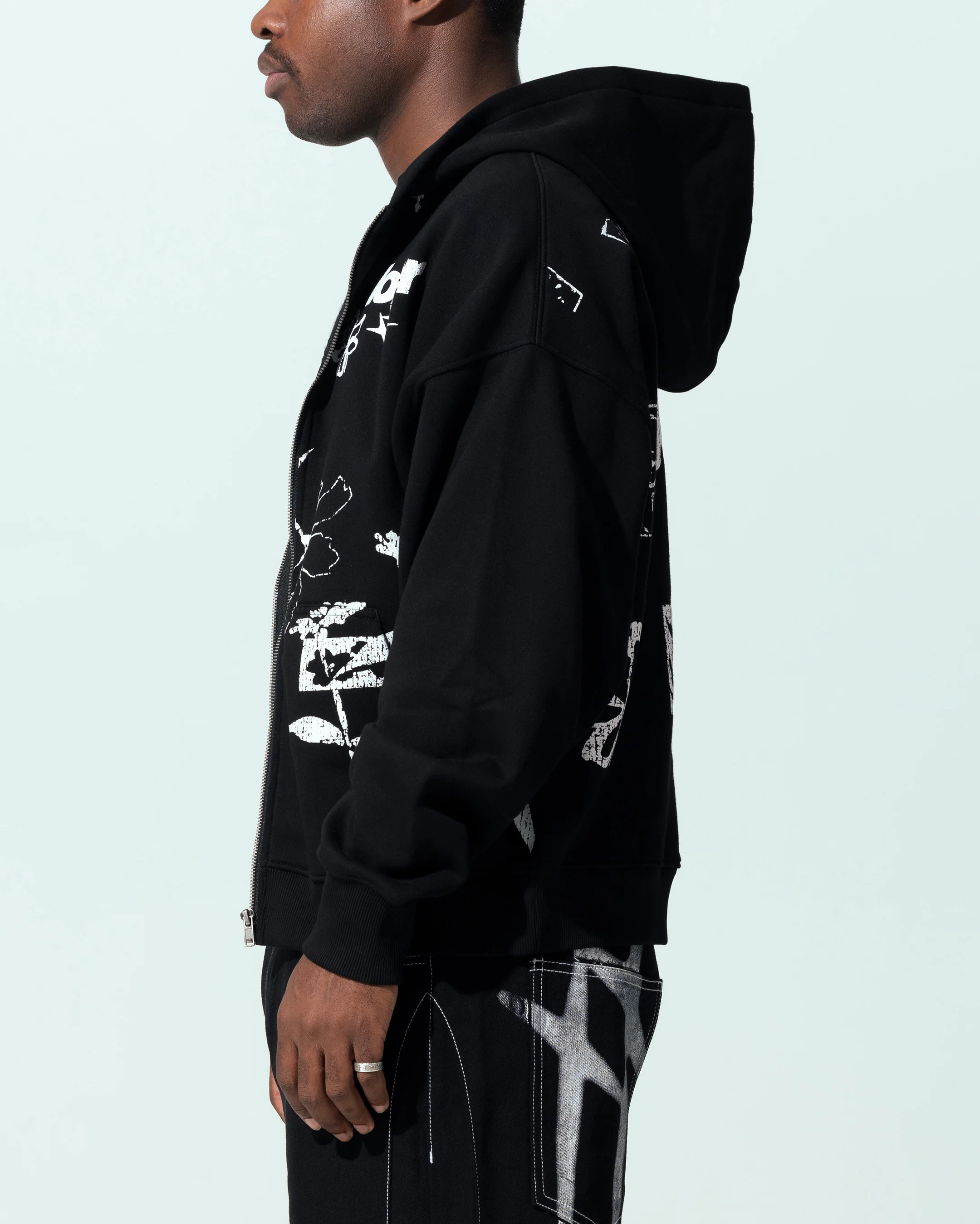 Loiter Flower Bed Zip Hoodie Black - Image 6
