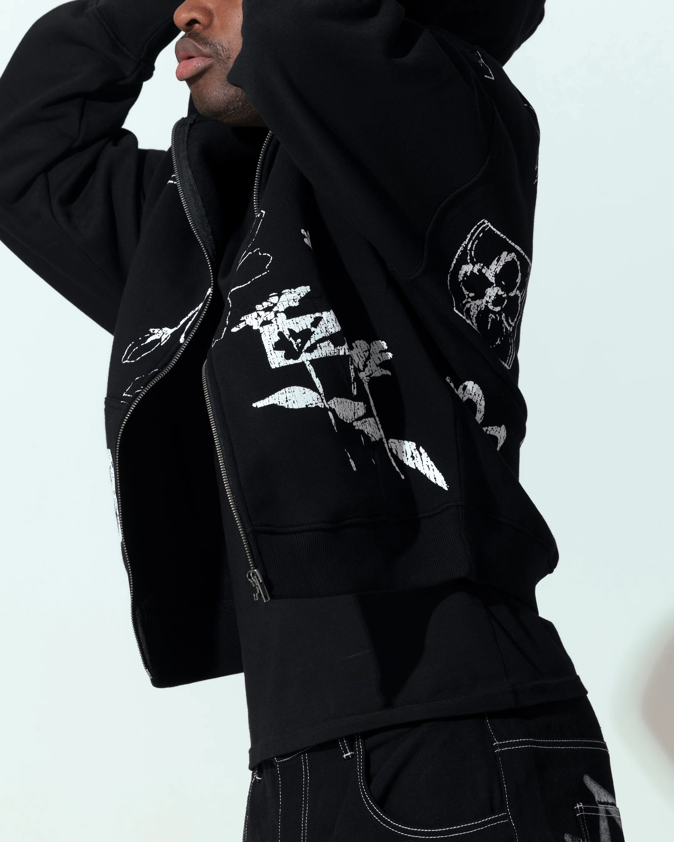 Loiter Flower Bed Zip Hoodie Black - Image 7