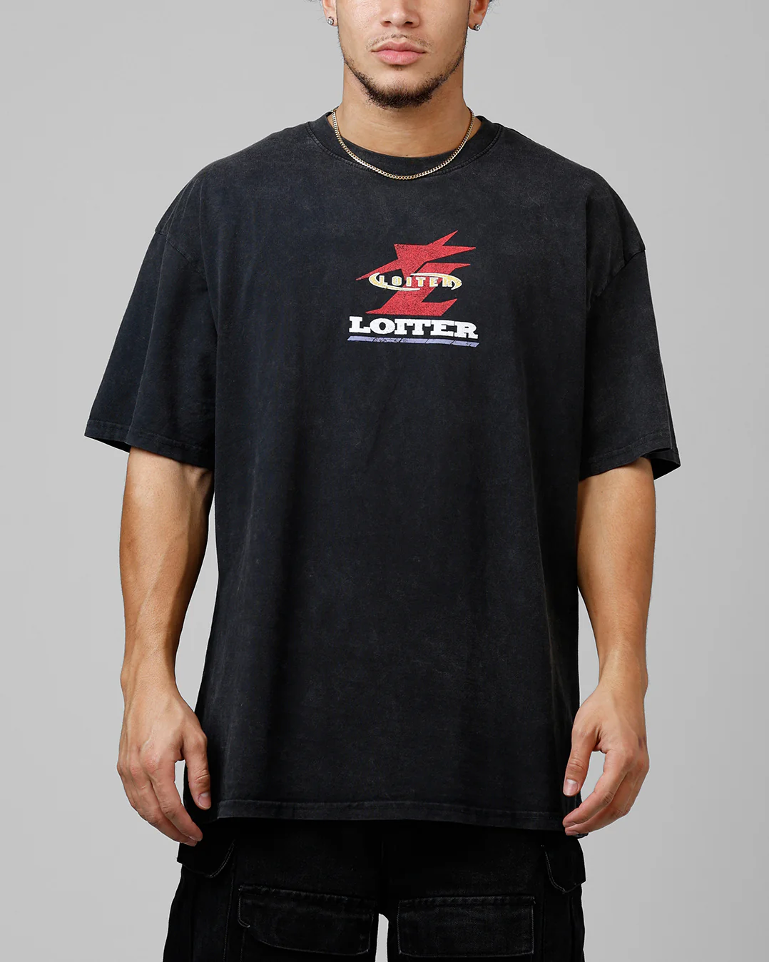Loiter Formula Vintage T-Shirt Black Acidwash - Image 2