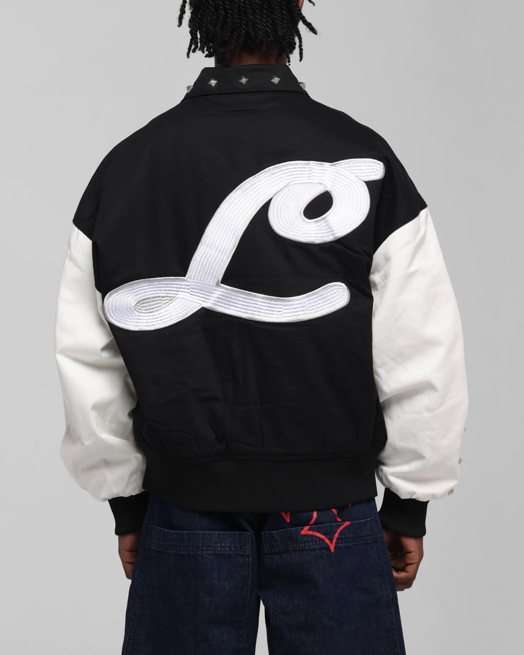 Loiter Frontier Varsity Jacket Black/Off White - Image 2