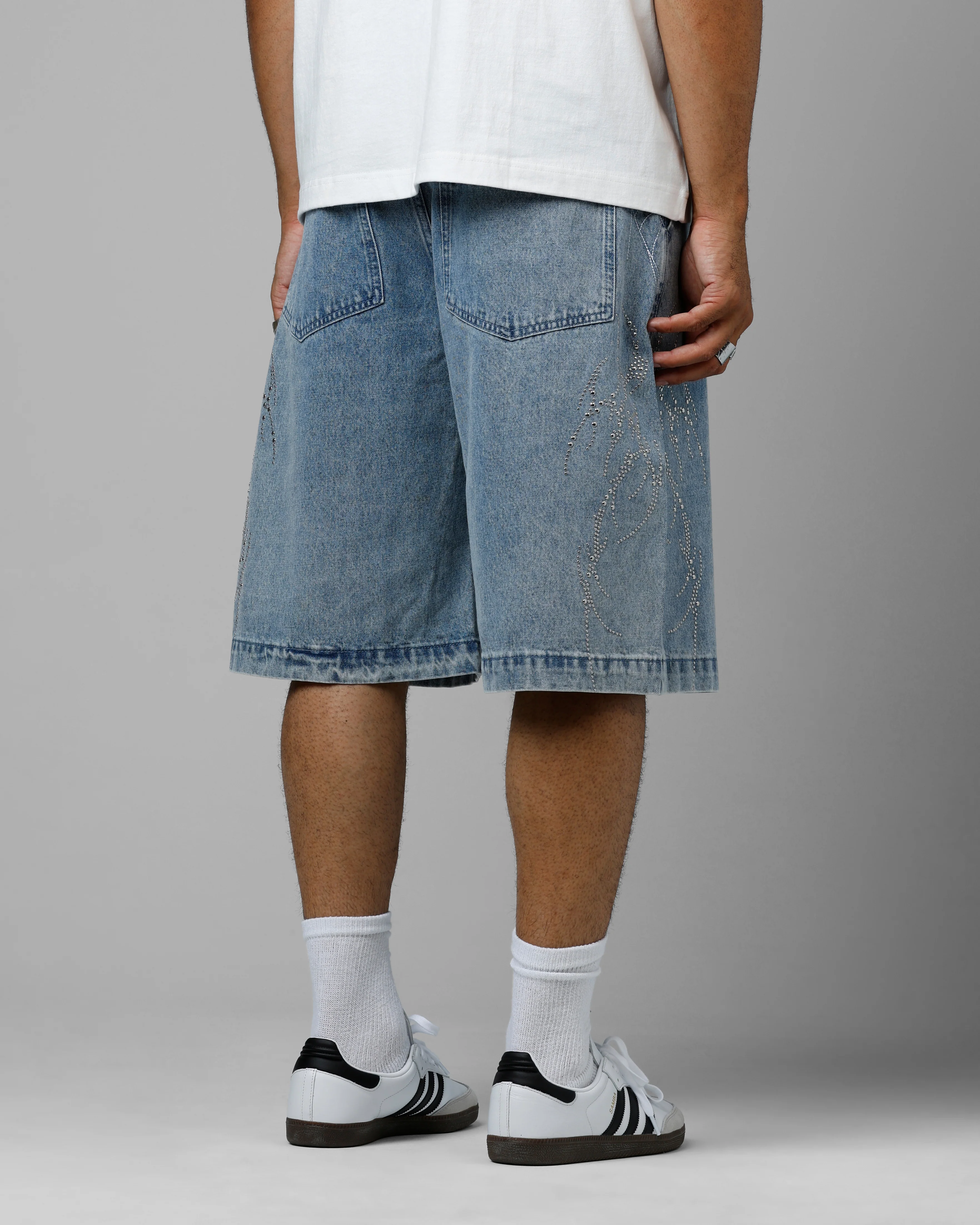 Loiter Goth Clique Jorts Blue Denim - Image 3