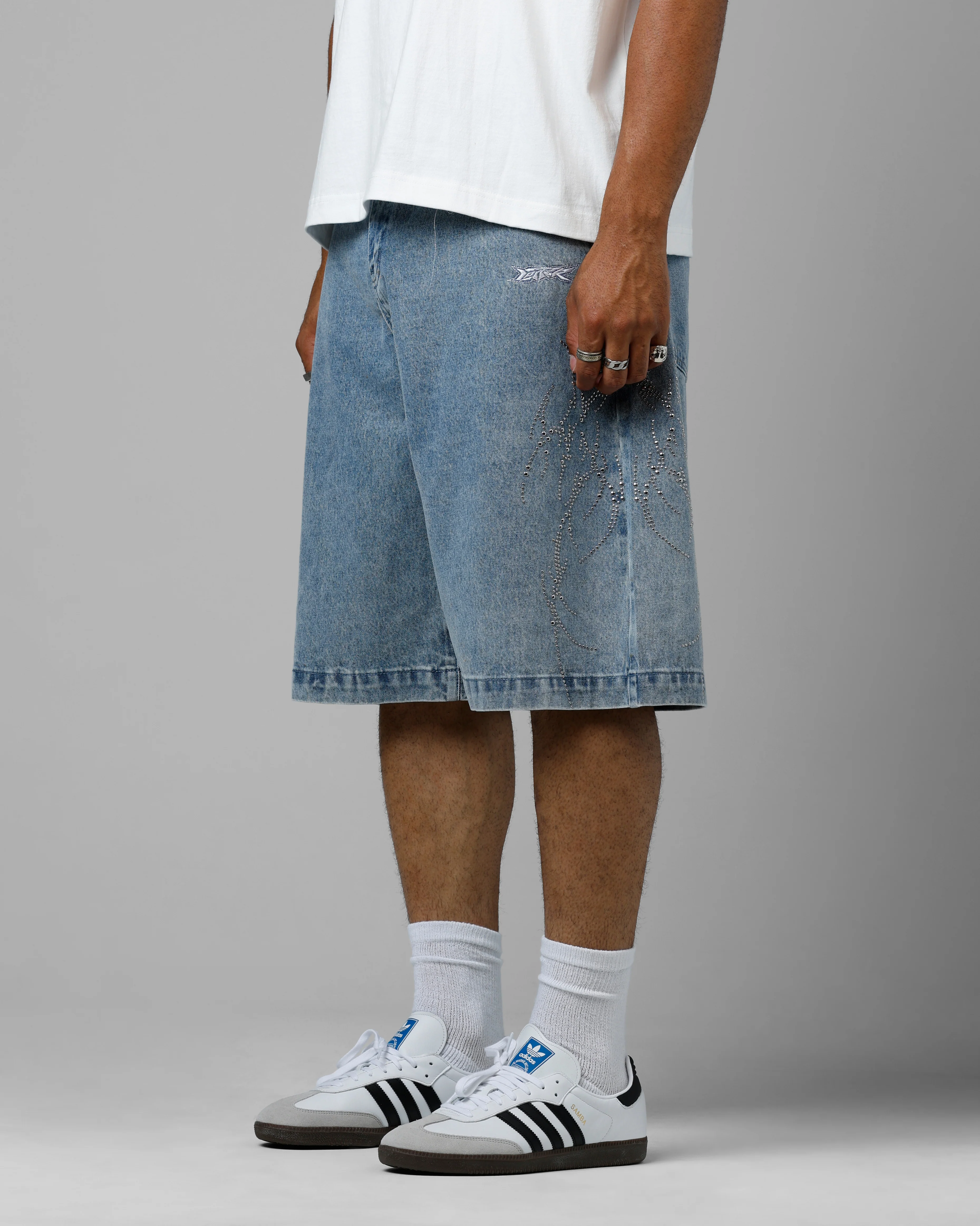 Loiter Goth Clique Jorts Blue Denim - Image 4