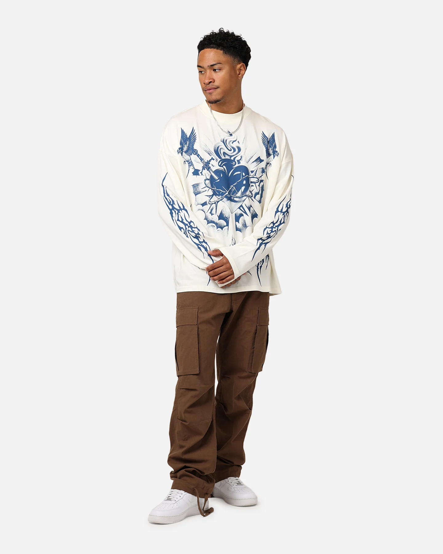 Loiter Hearts Ablaze Long Sleeve T-Shirt Off White - Image 3