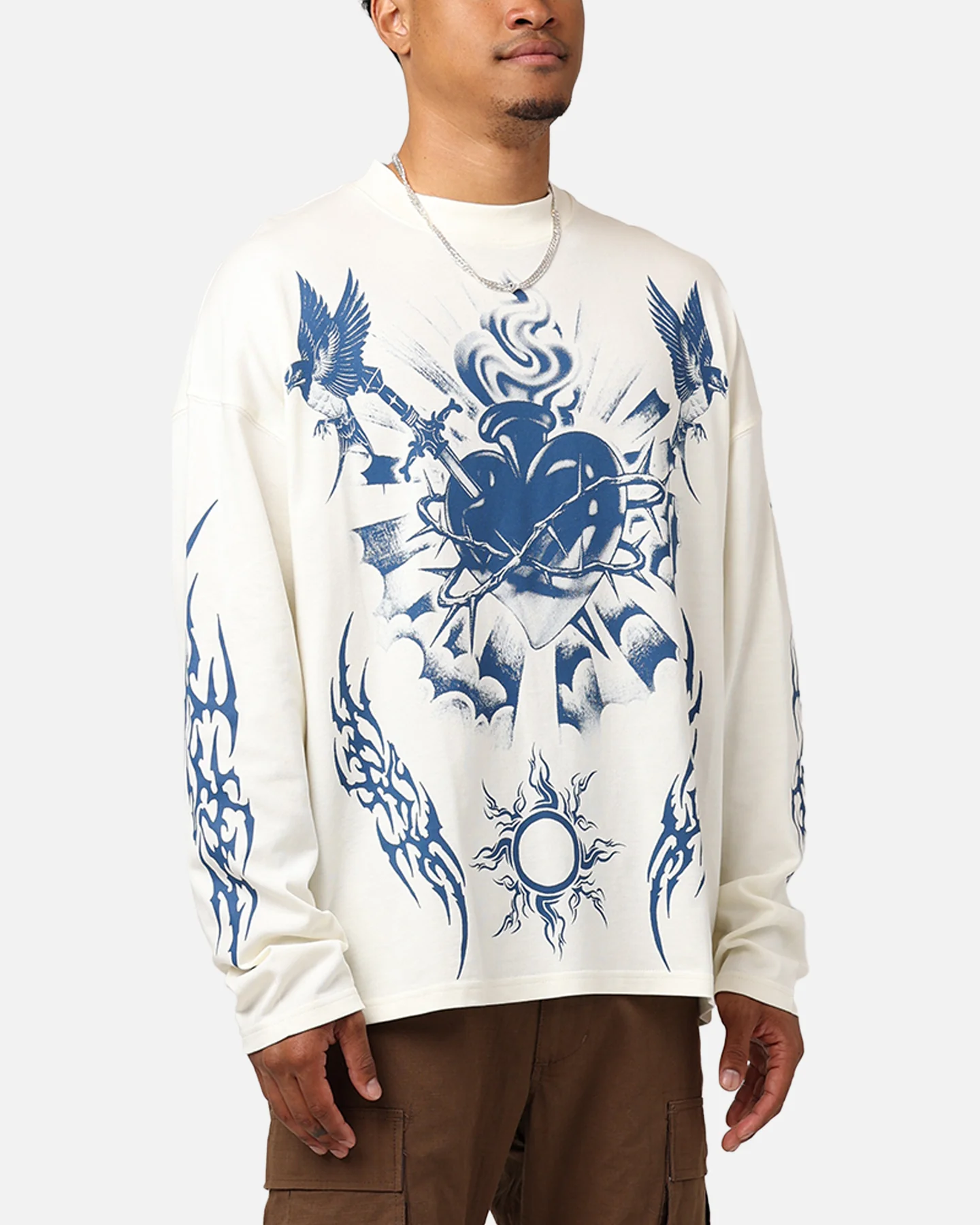 Loiter Hearts Ablaze Long Sleeve T-Shirt Off White - Image 7