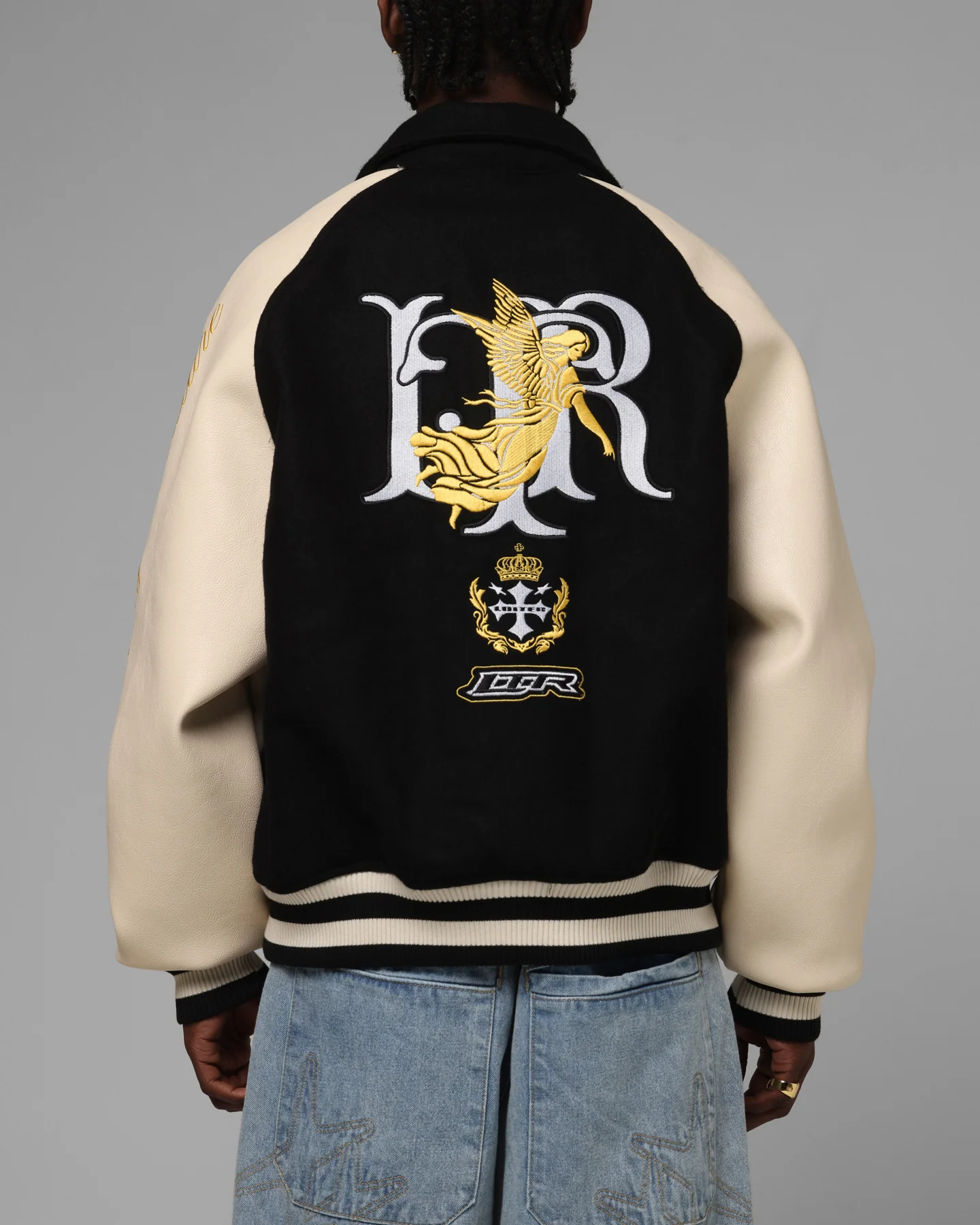 Loiter Heaven Varsity Jacket Black/Off White - Image 2