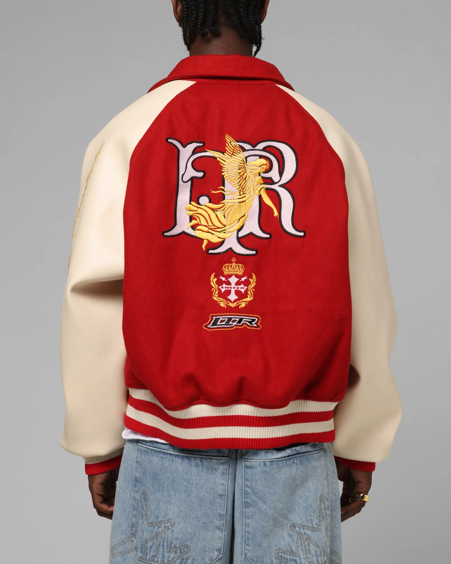 Loiter Heaven Varsity Jacket Red/Off White - Image 2