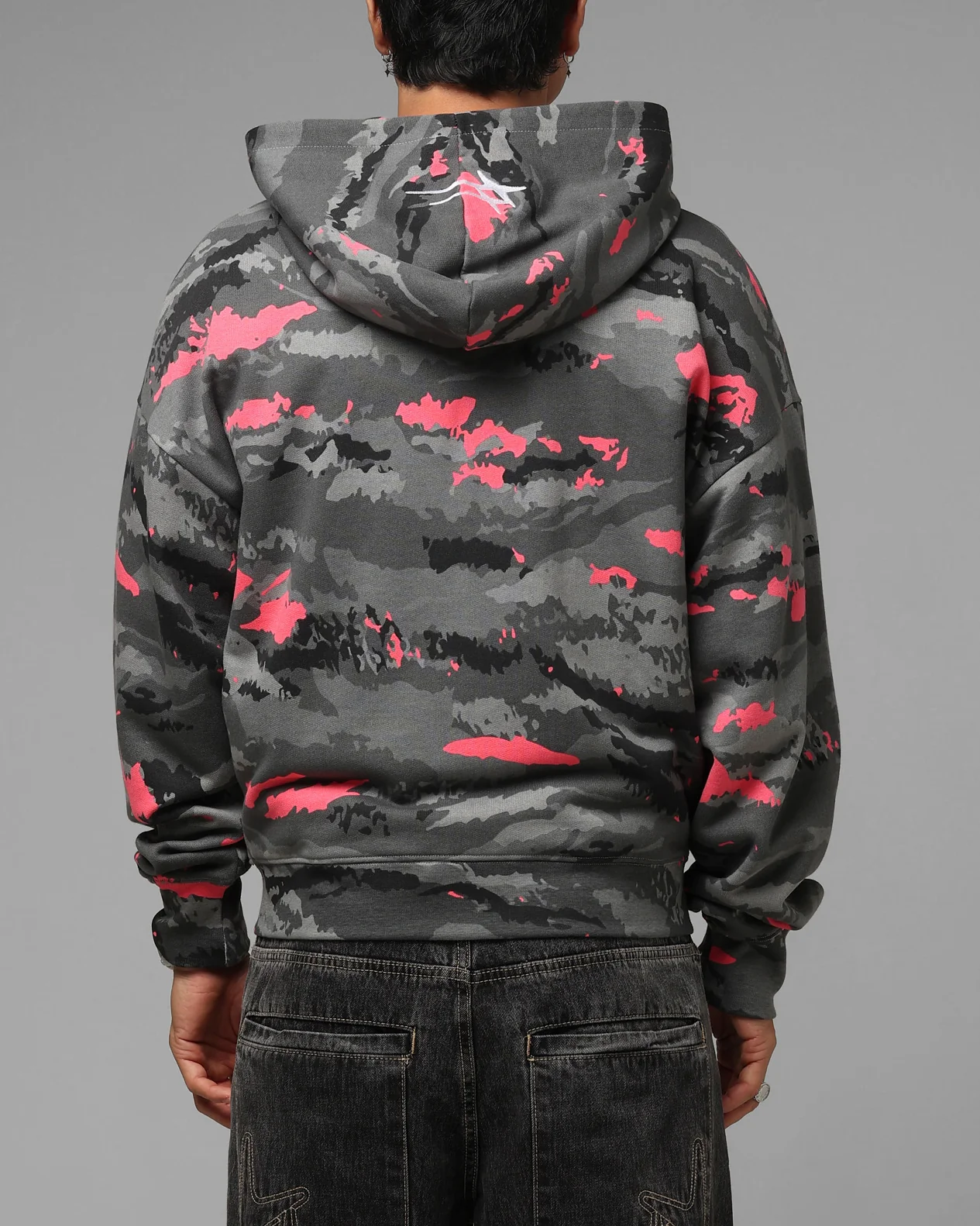 Loiter Hybrid Patch Zip Hoodie Black Camo - Image 2