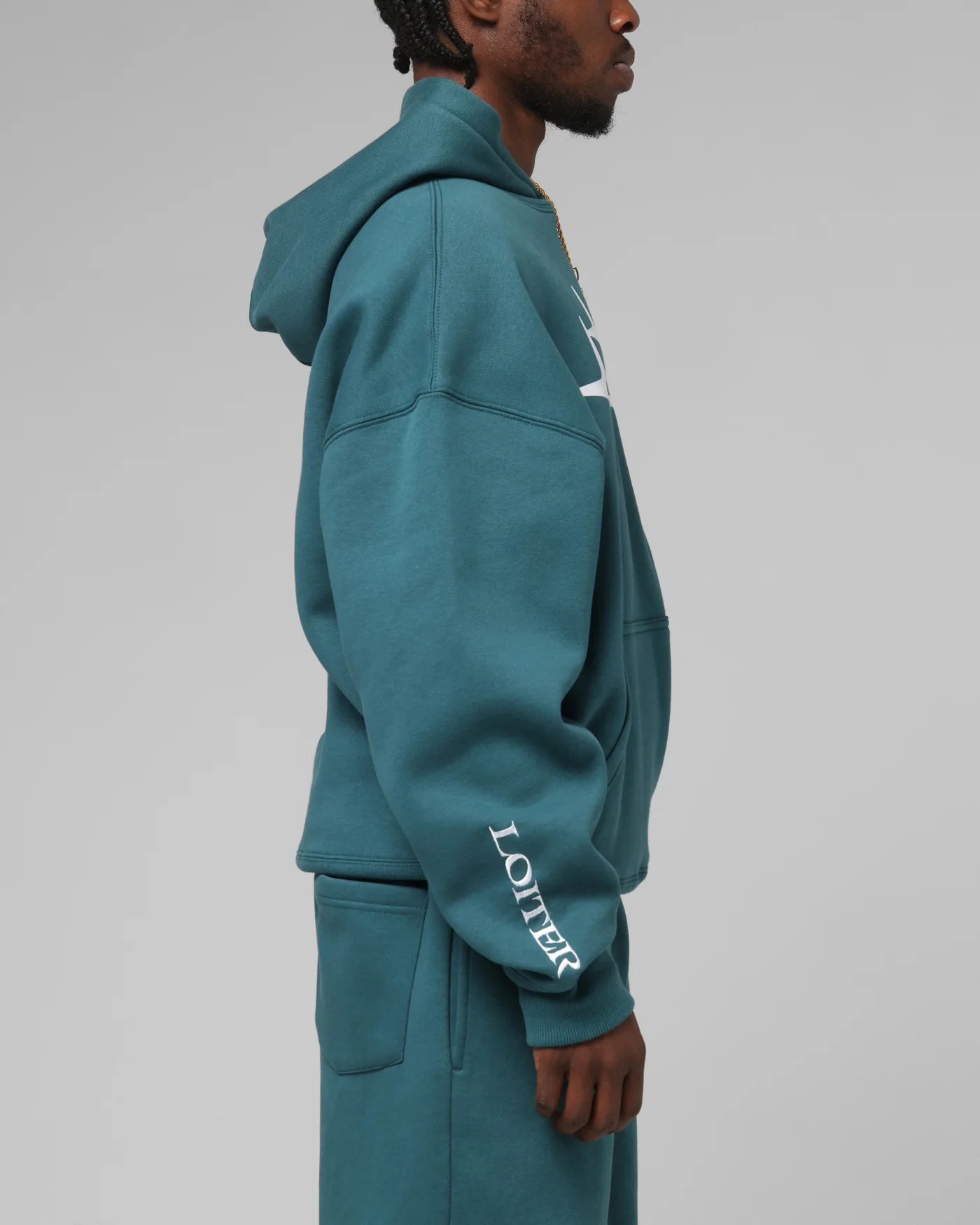 Loiter Hybrid Premium Hoodie Teal - Image 3