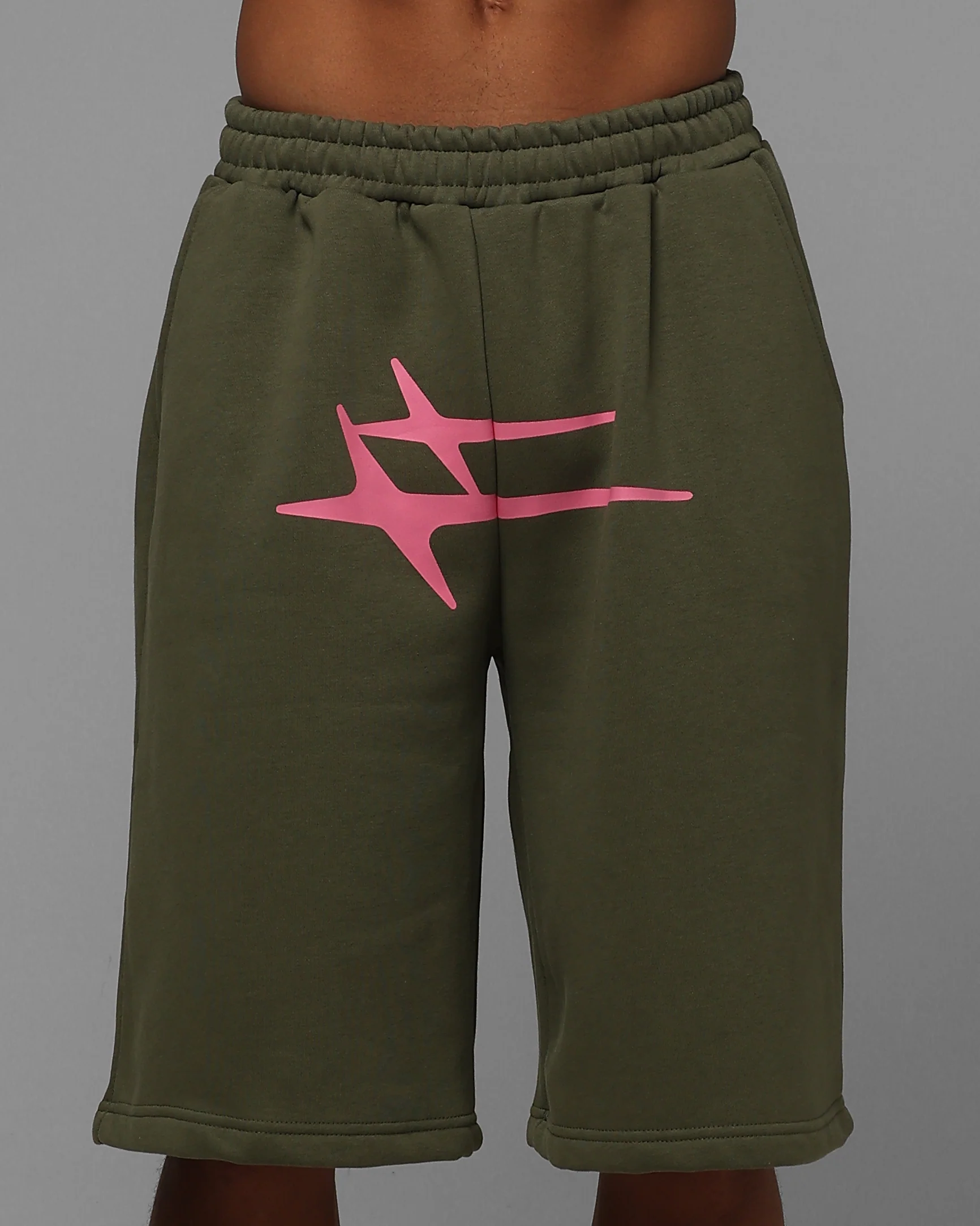 Loiter Hybrid Premium Shorts Olive/Pink - Image 7
