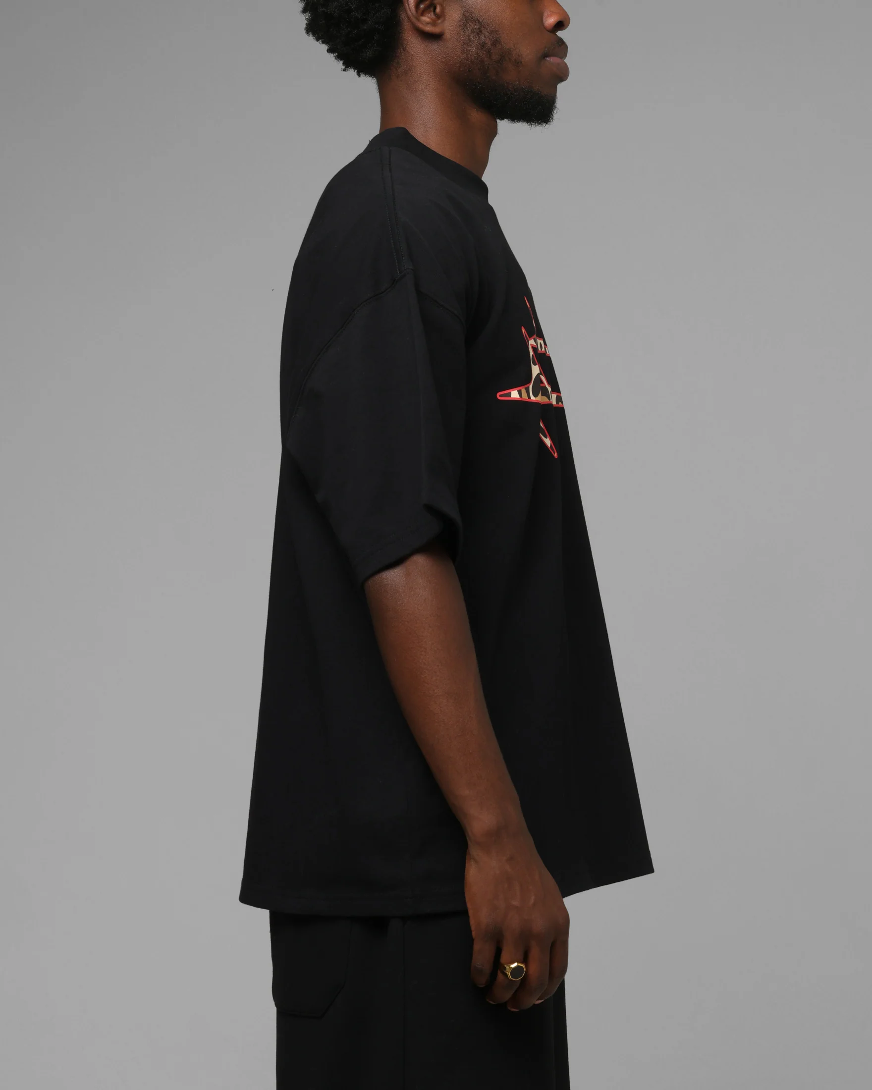 Loiter Hybrid Premium T-Shirt Black/Leopard - Image 4