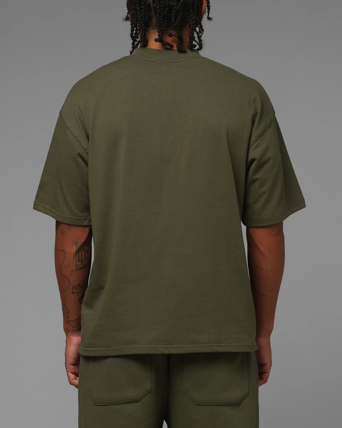 Loiter Hybrid Premium T-Shirt Olive/Pink - Image 3