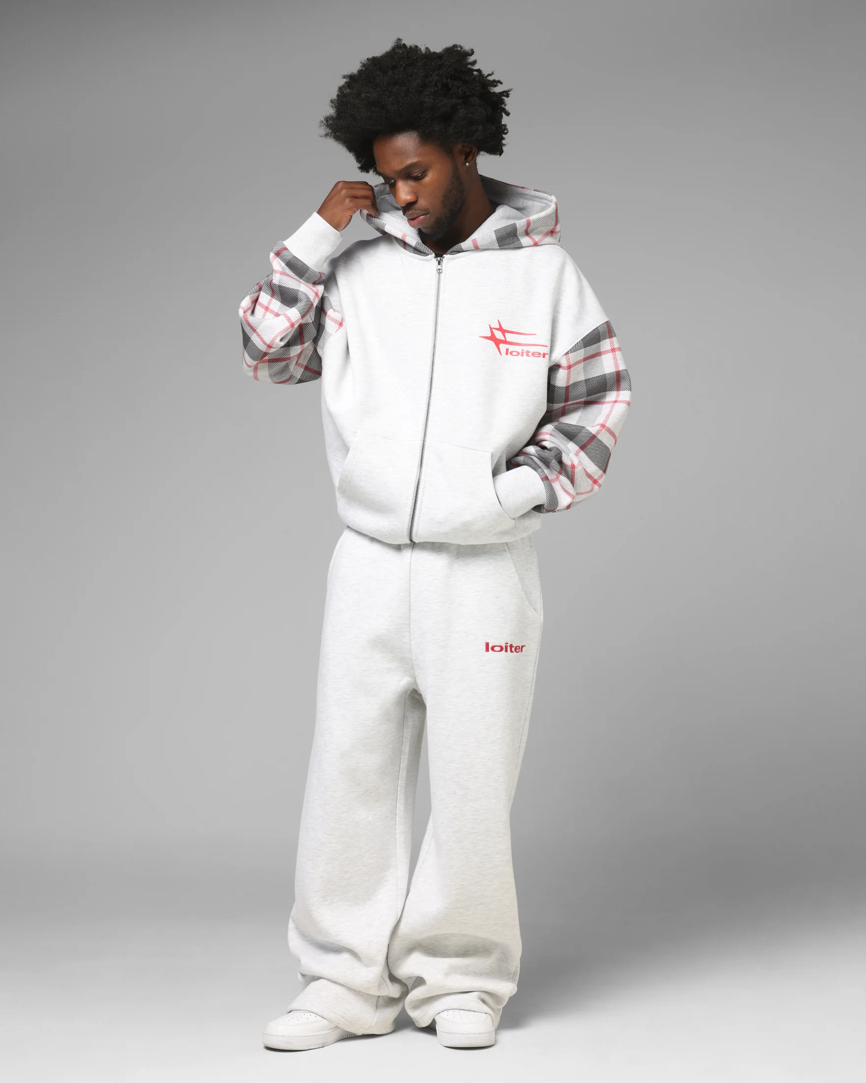 Loiter Ultra Hybrid Zip Hoodie Off White/Red - Image 3