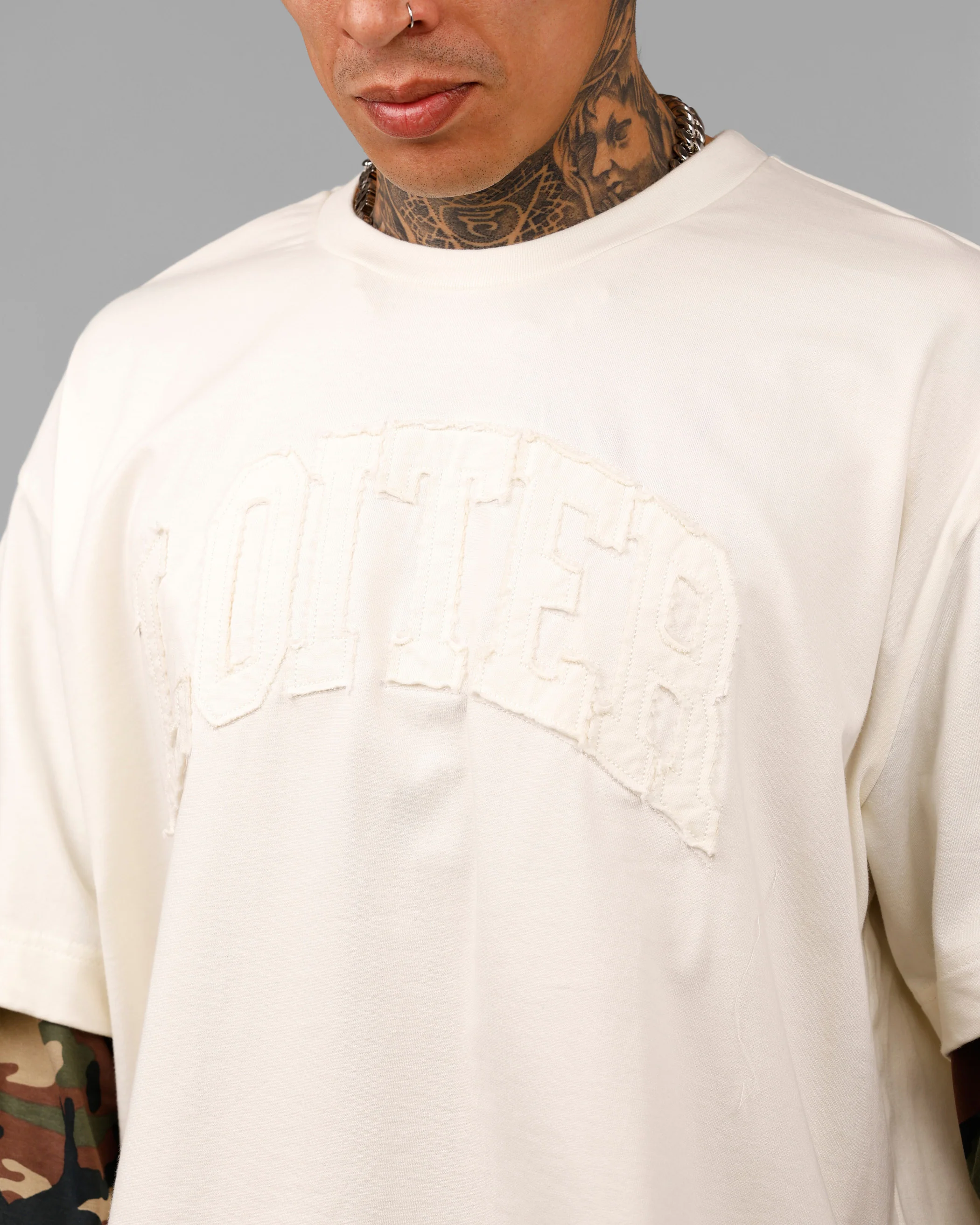 Loiter Impact Long Sleeve T-Shirt Washed White/Camo - Image 6