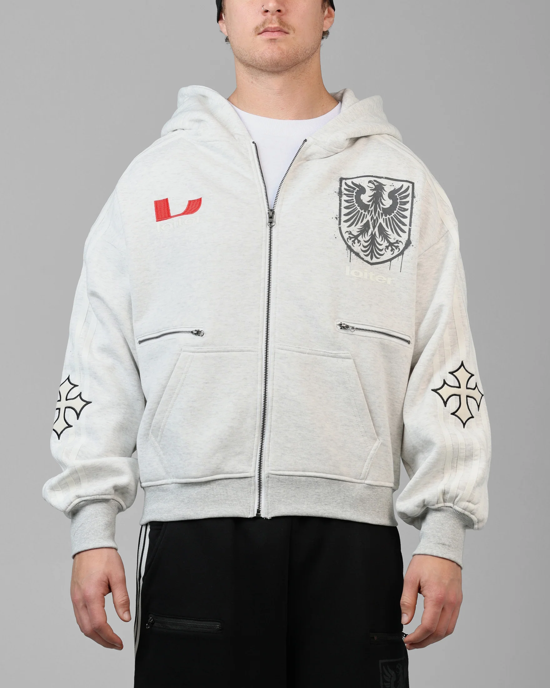 Loiter Imperial Zip Hoodie Grey - Image 2