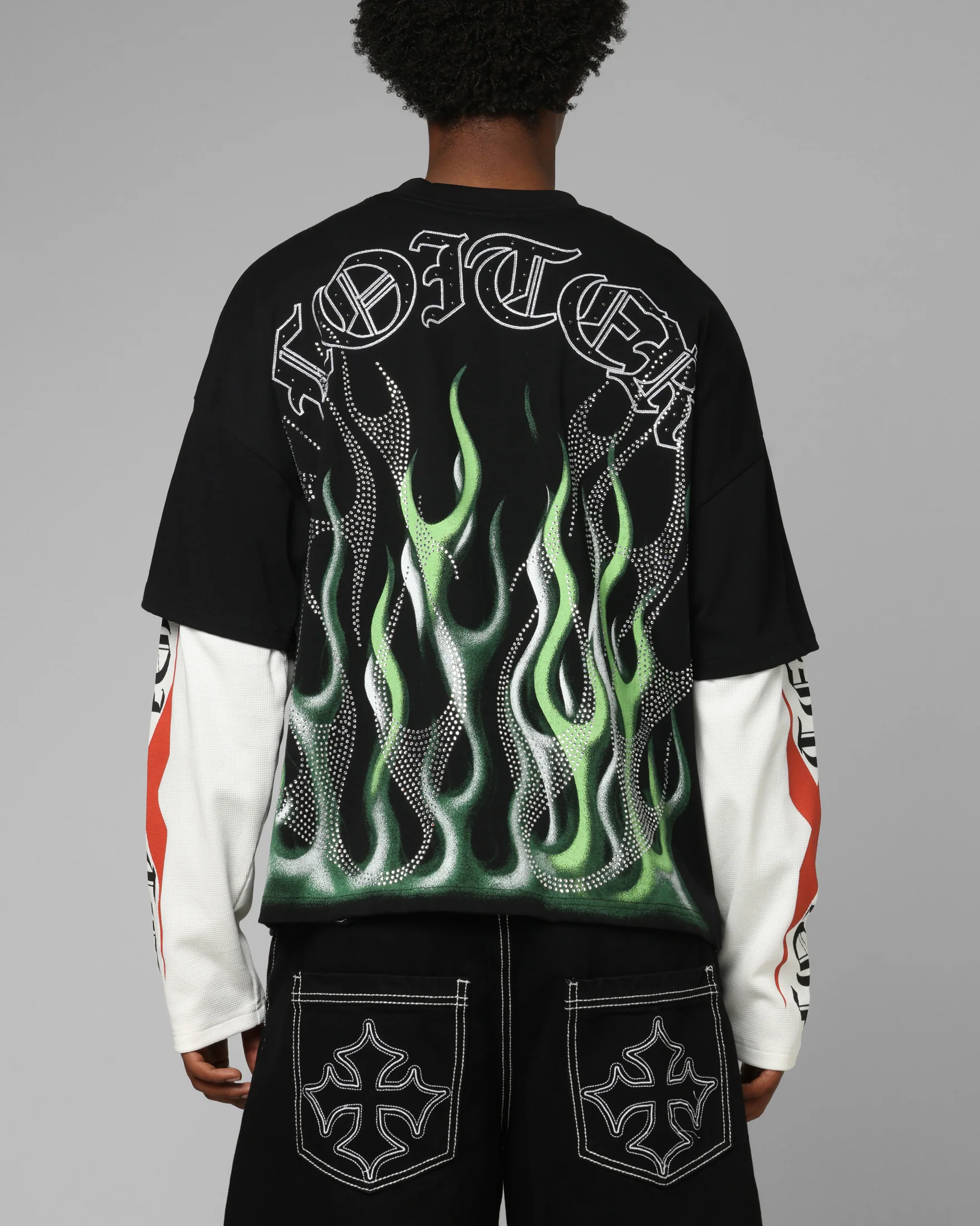 Loiter Inferno Layered Long Sleeve T-Shirt Black - Image 2