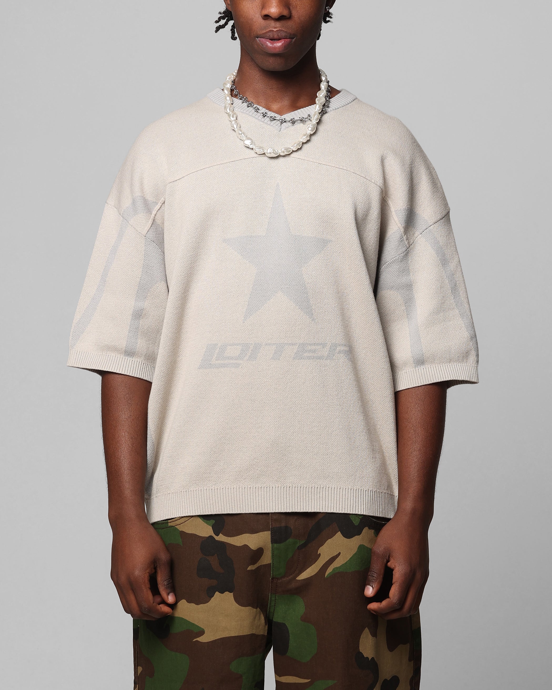 Loiter Knit Quarterback Jersey Grey