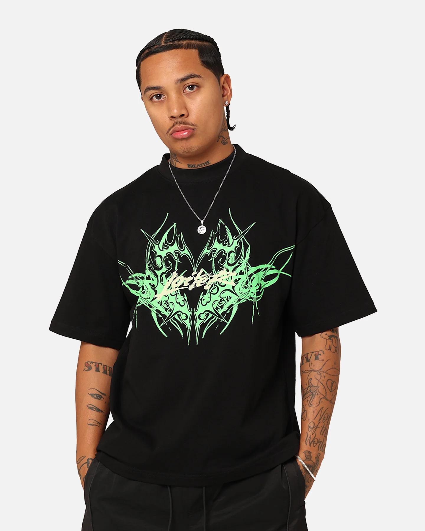 Loiter Lotus Oversized T-Shirt Black - Image 2