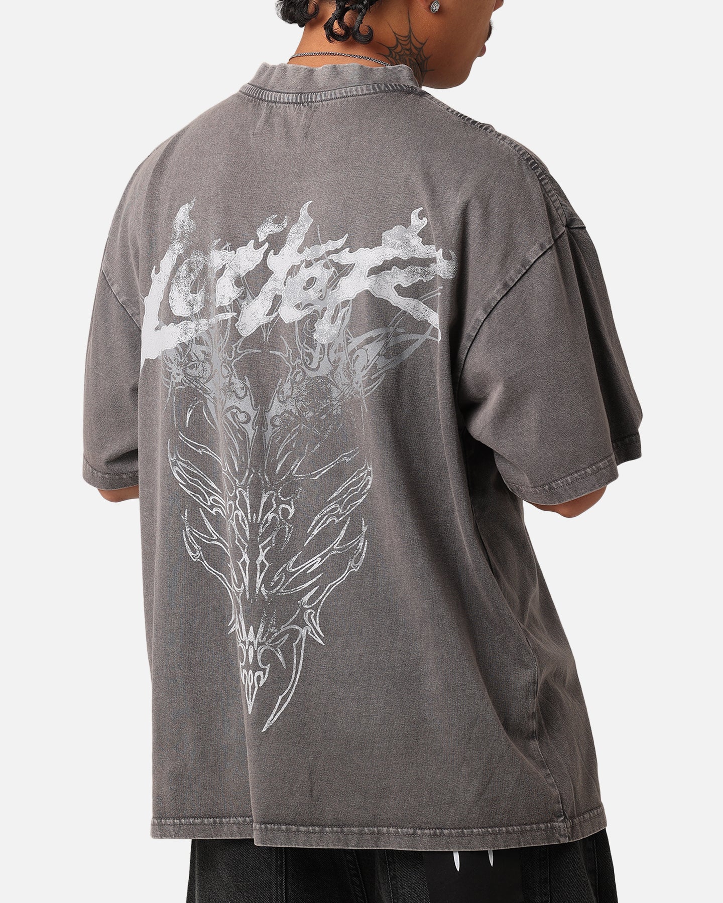 Loiter Lotus Oversized T-Shirt Charcoal Grey - Image 5