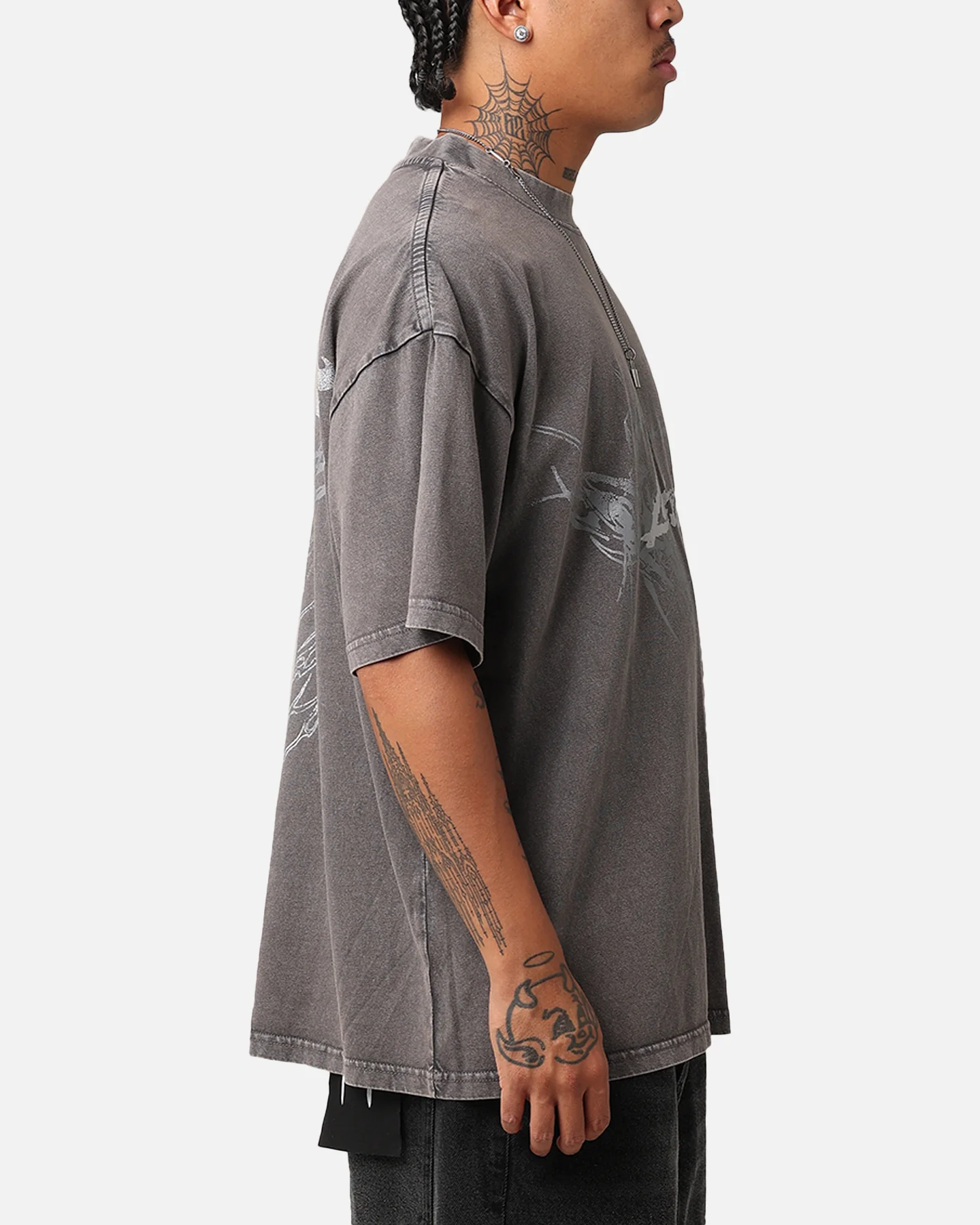 Loiter Lotus Oversized T-Shirt Charcoal Grey - Image 6