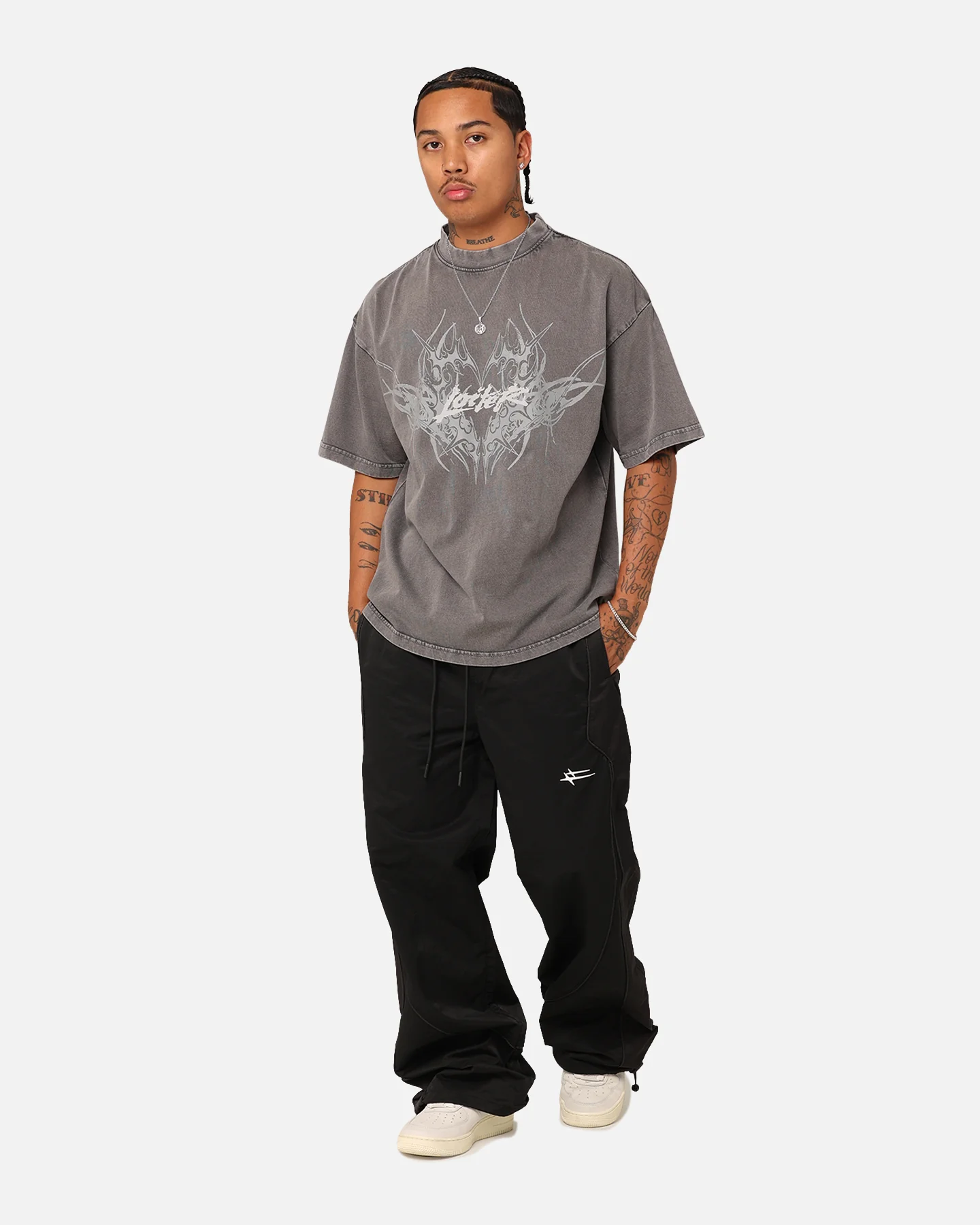 Loiter Lotus Oversized T-Shirt Charcoal Grey - Image 8