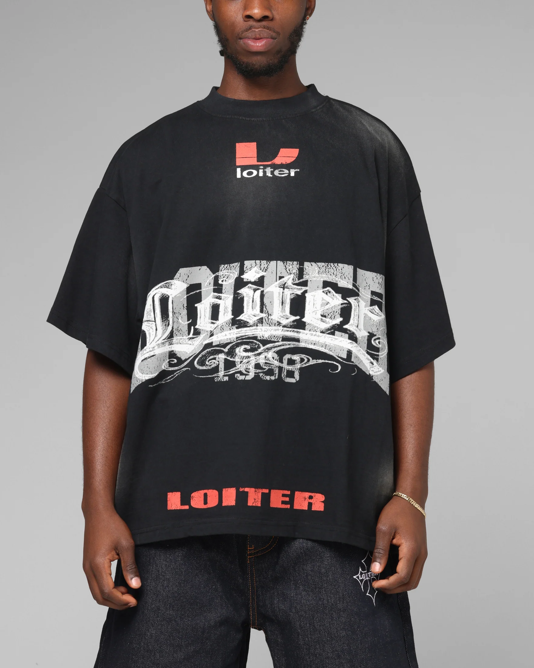 Loiter Lowrider Vintage T-Shirt Washed Black - Image 2