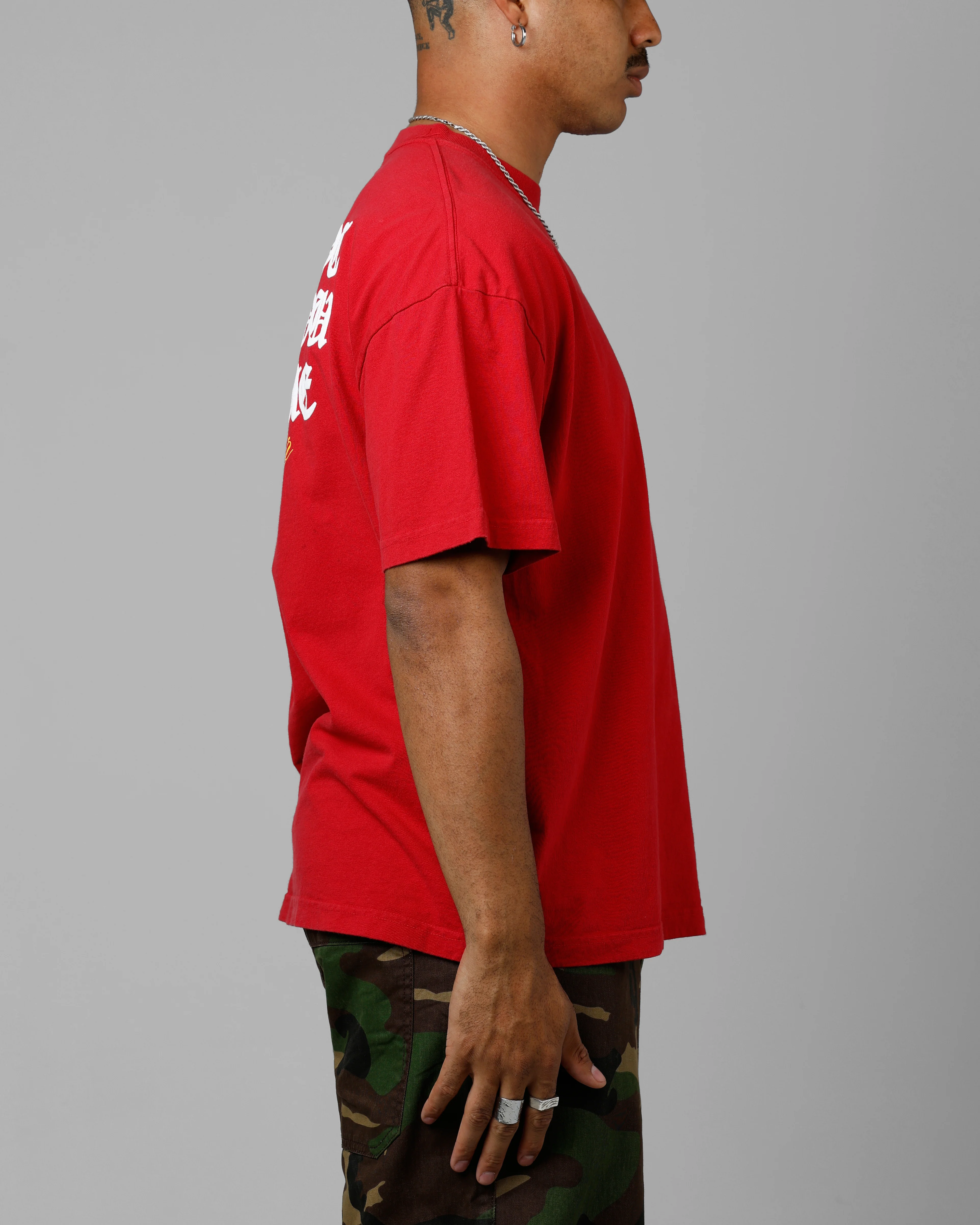 Loiter Made Me Puff Print T-Shirt Red - Image 4