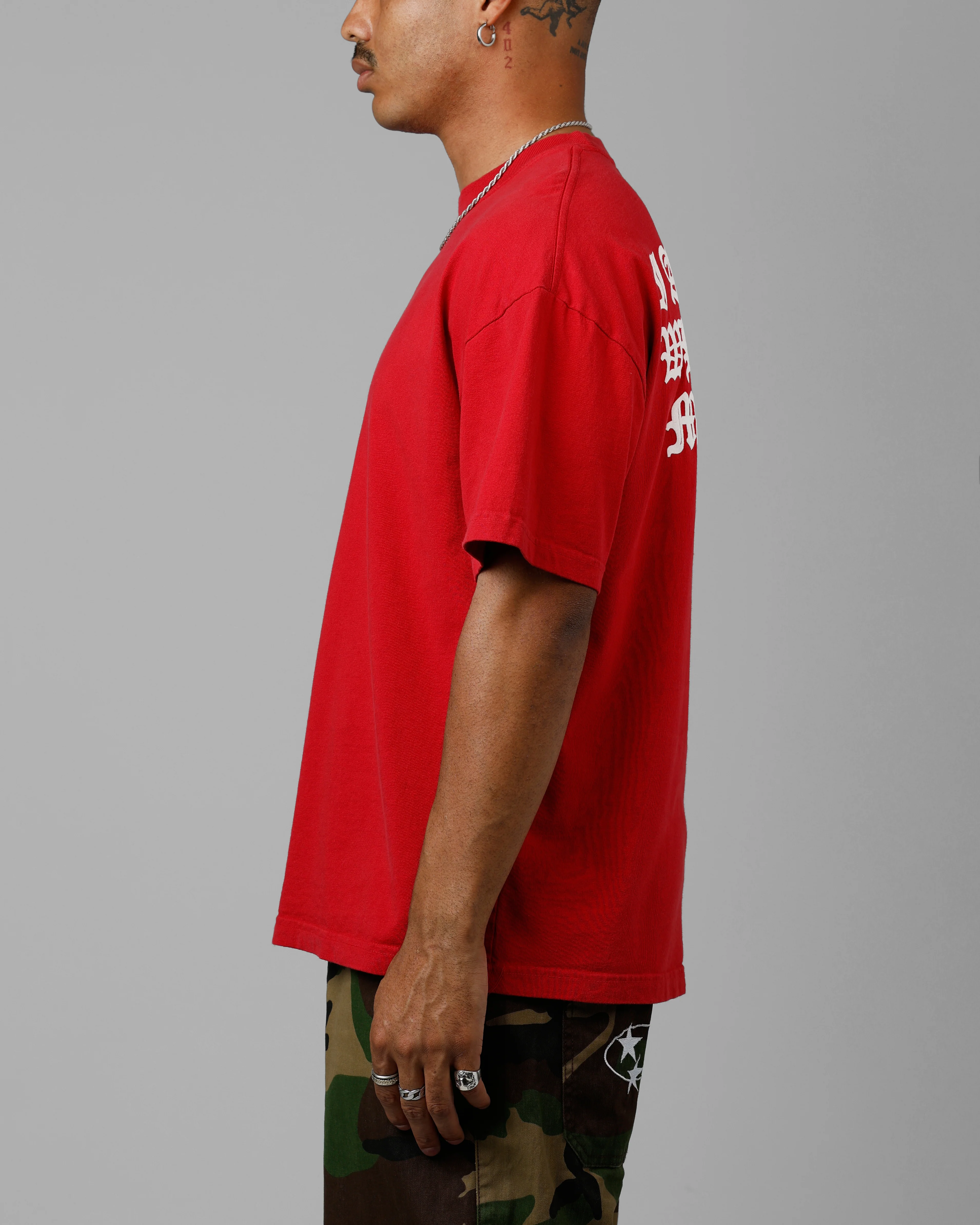 Loiter Made Me Puff Print T-Shirt Red - Image 5