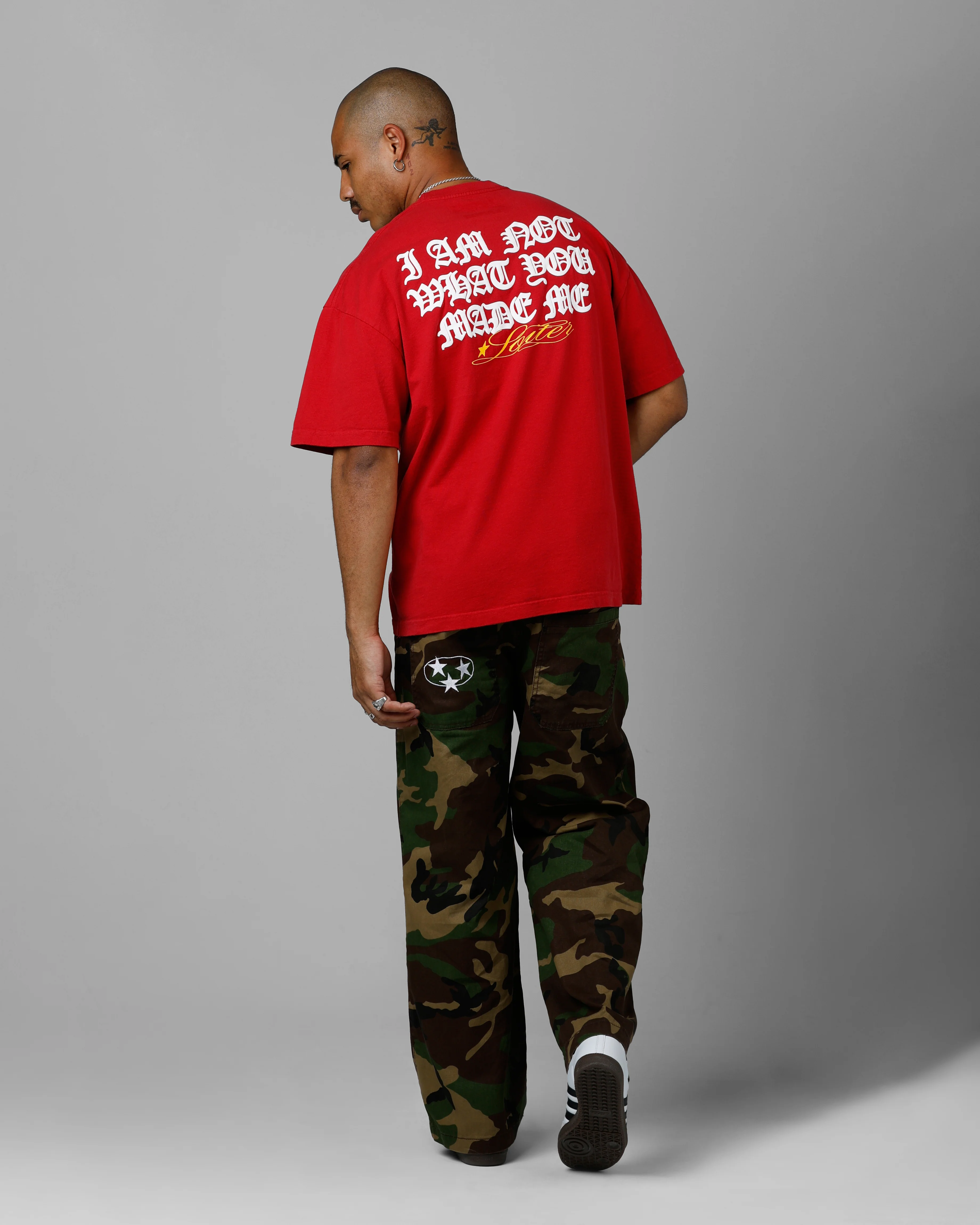 Loiter Made Me Puff Print T-Shirt Red - Image 6