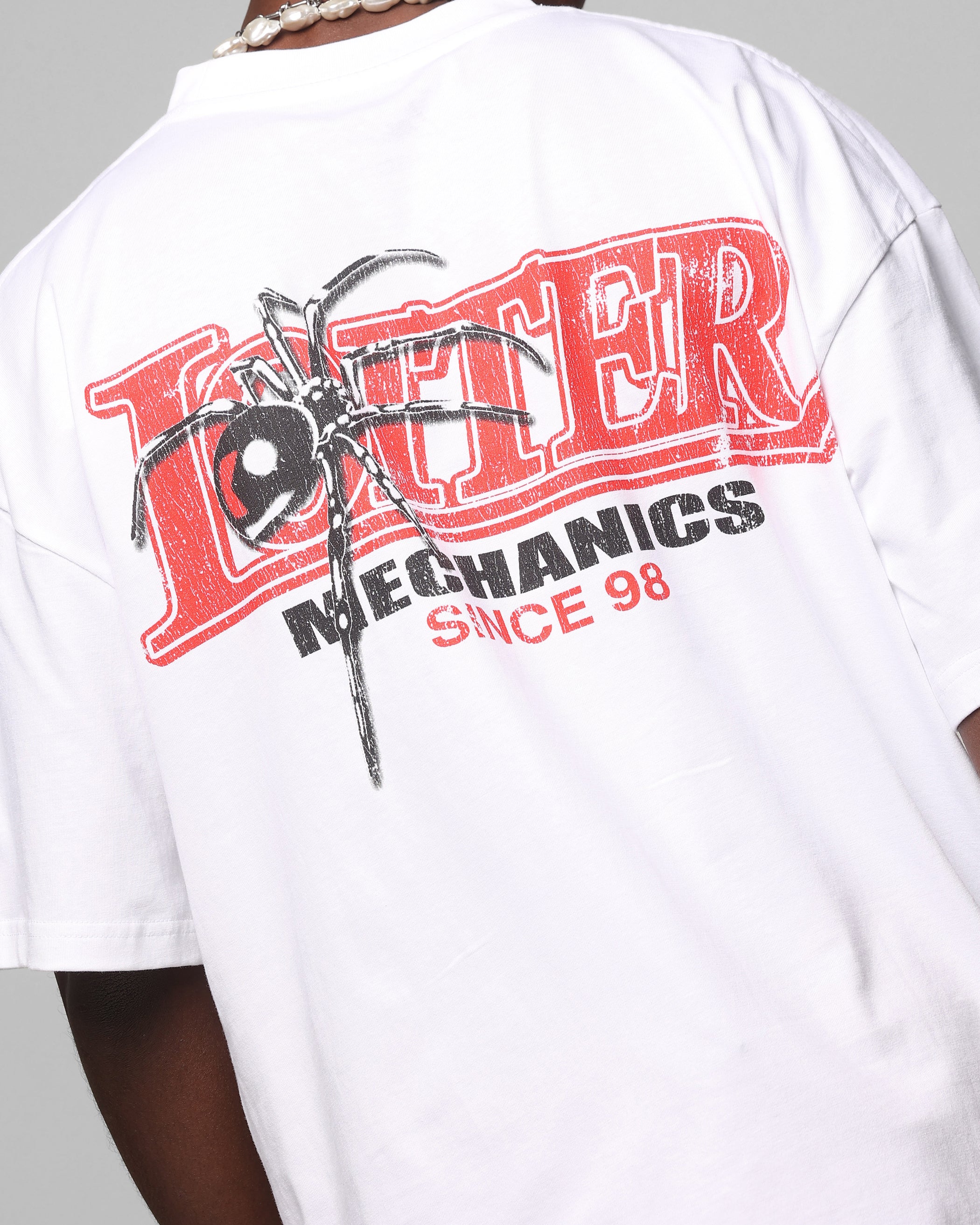 Loiter Mechanic Drop T-Shirt White - Image 7