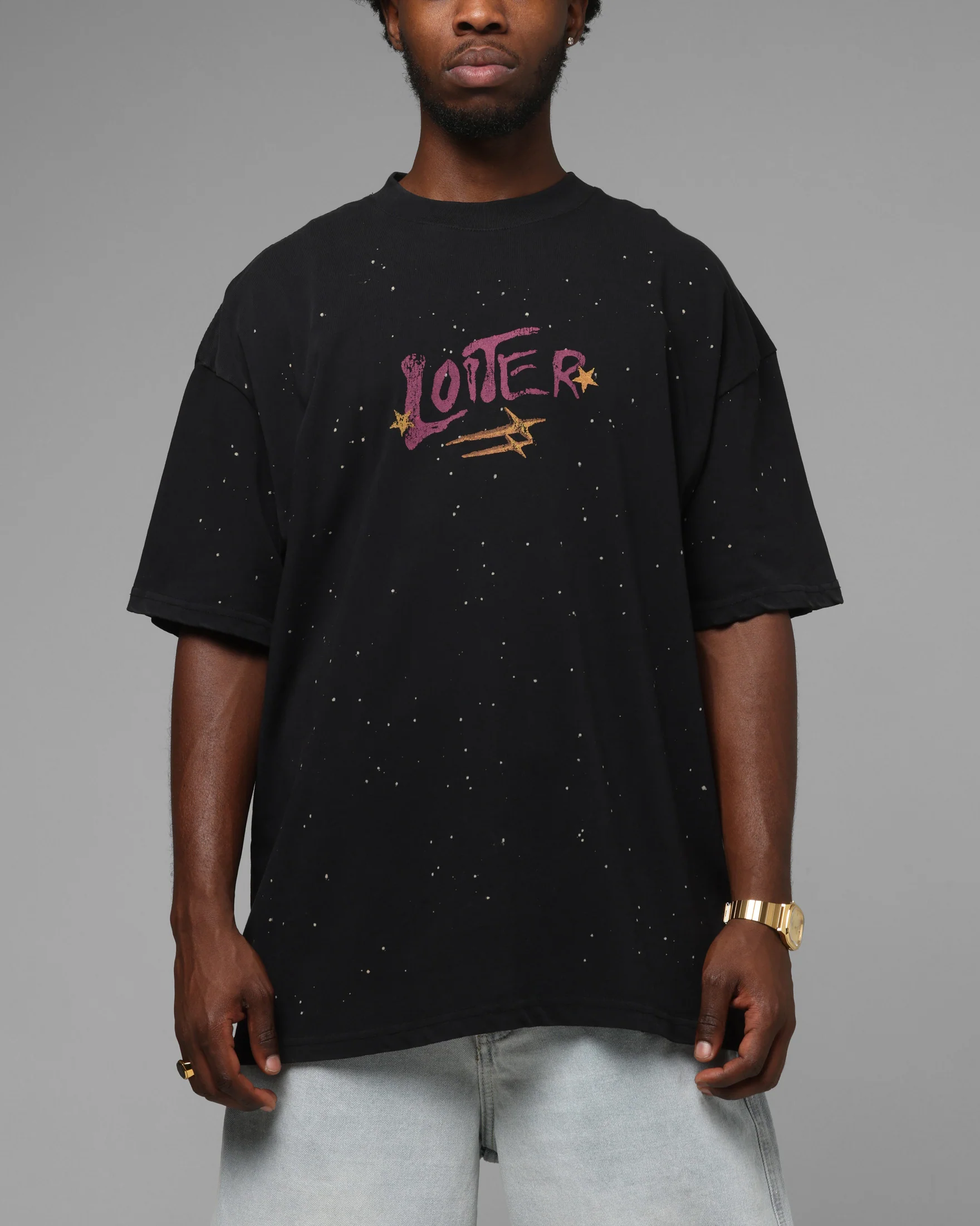 Loiter Melancholy T-Shirt Black Acidwash - Image 2