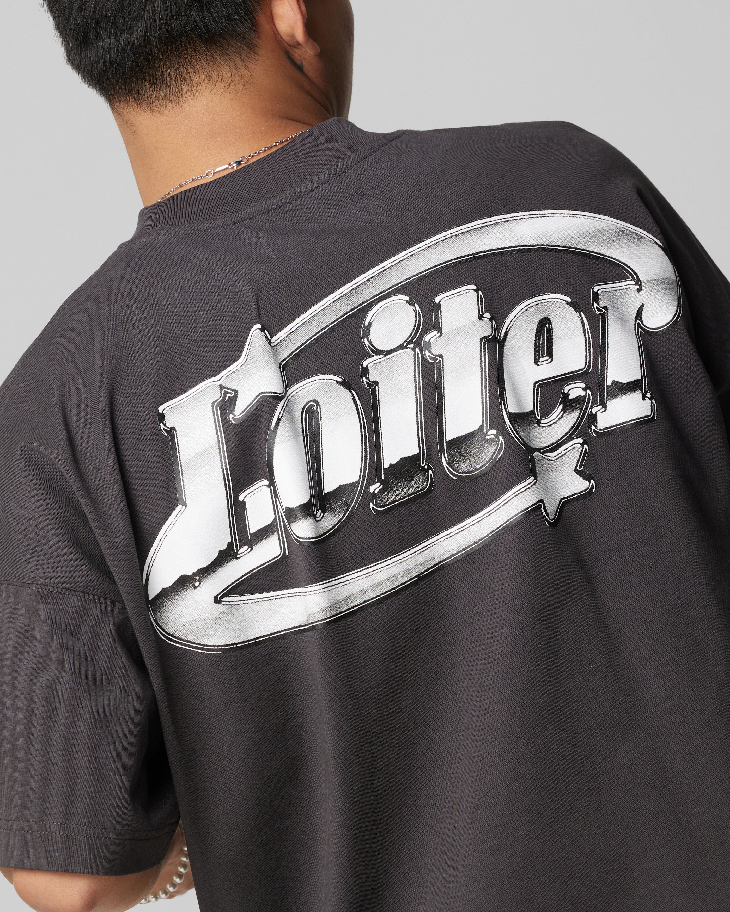 Loiter Metal Logo T-Shirt Charcoal - Image 7