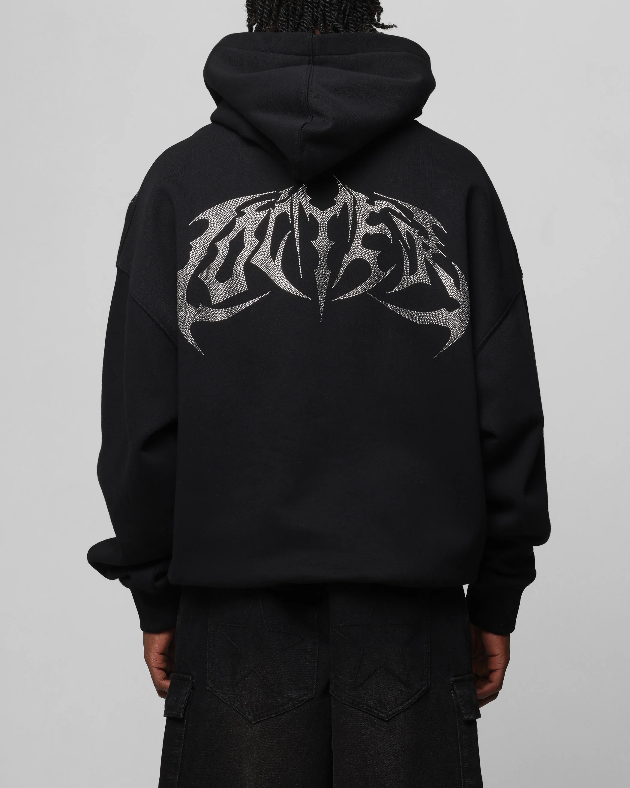 Loiter Metal Rhinestone Hoodie Black - Image 2