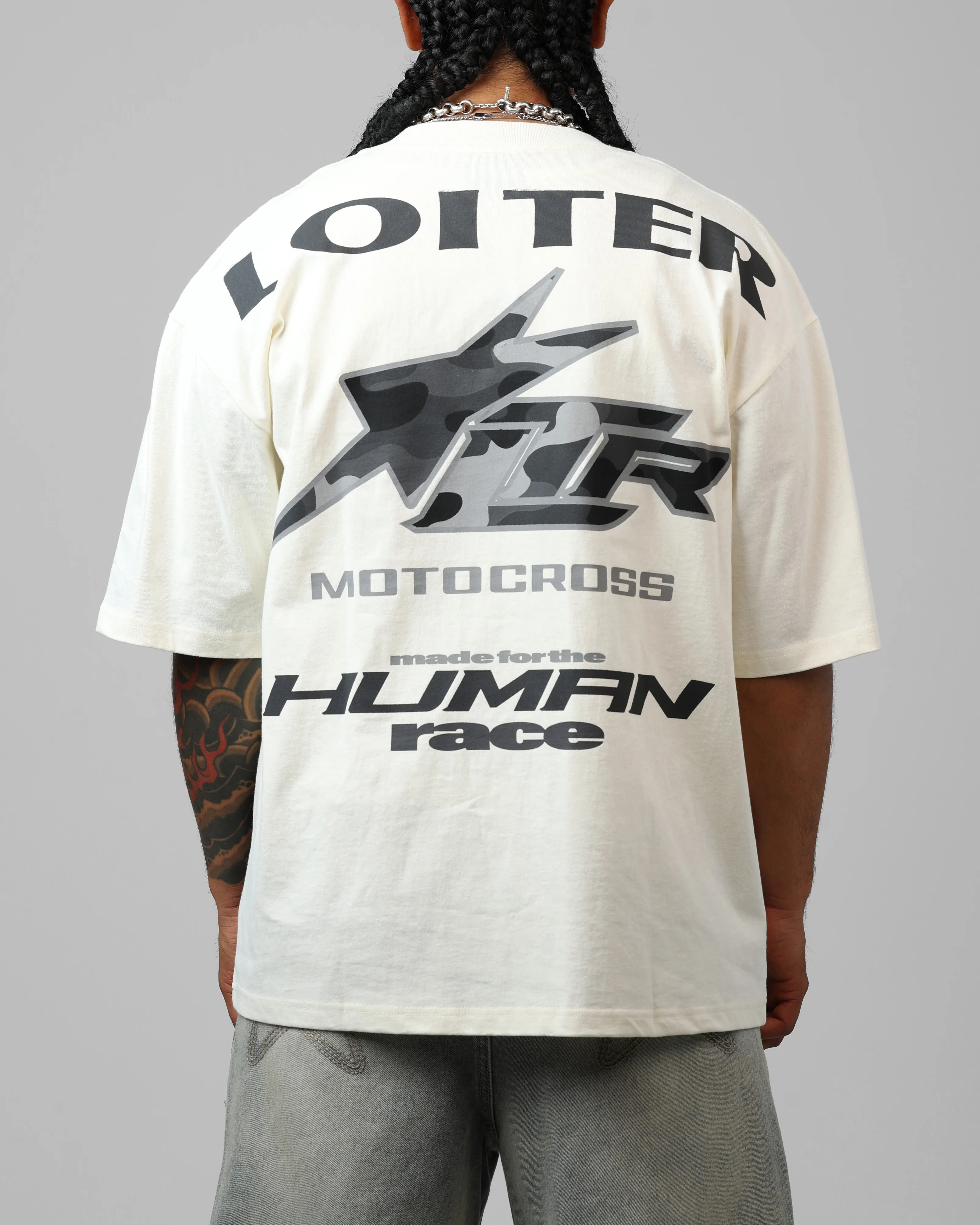 Loiter Motocross Vintage T-Shirt Off White/Grey - Image 2