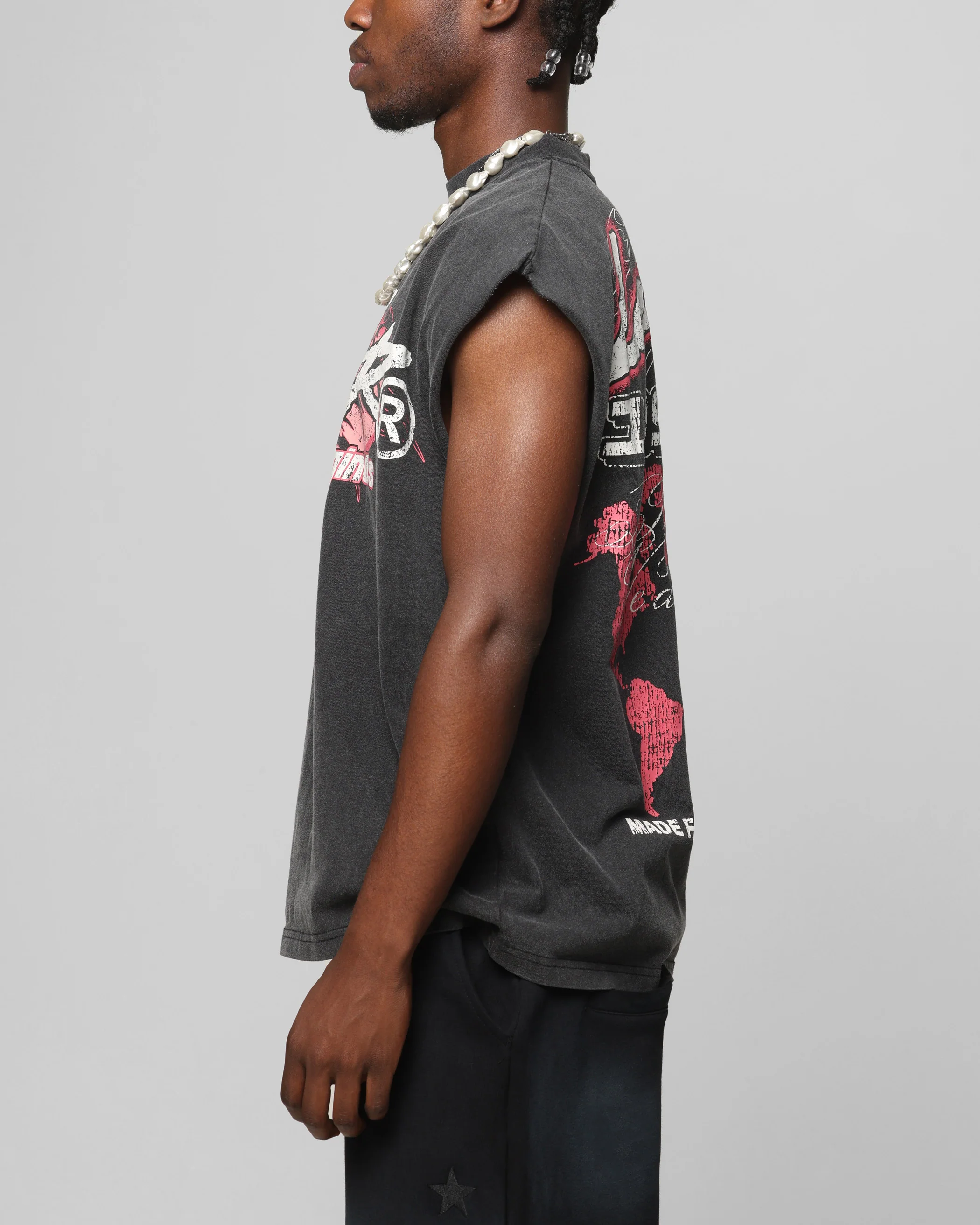 Loiter Motor Oversized Muscle T-Shirt Charcoal - Image 6