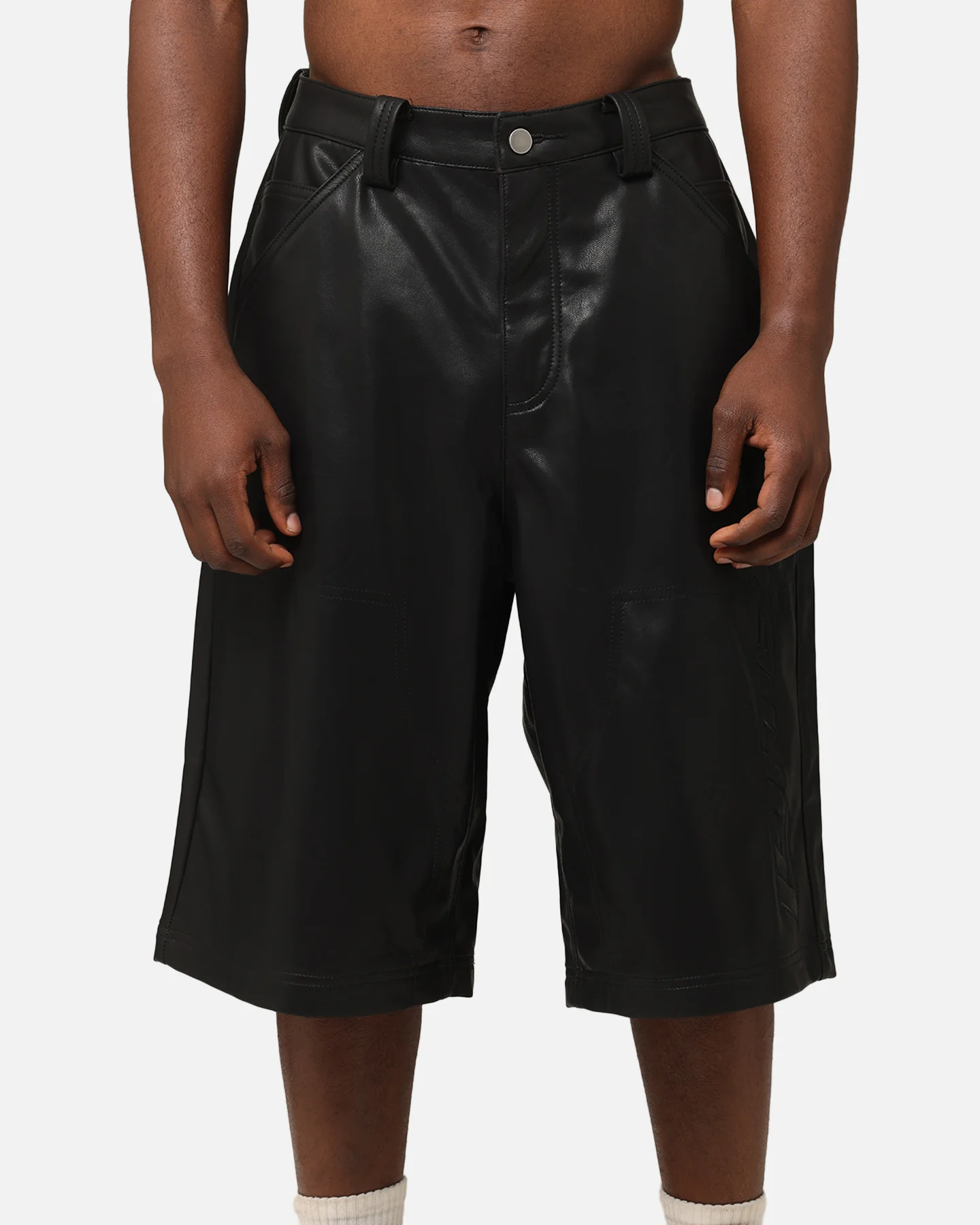 Loiter Motor PU Leather Shorts Black - Image 7