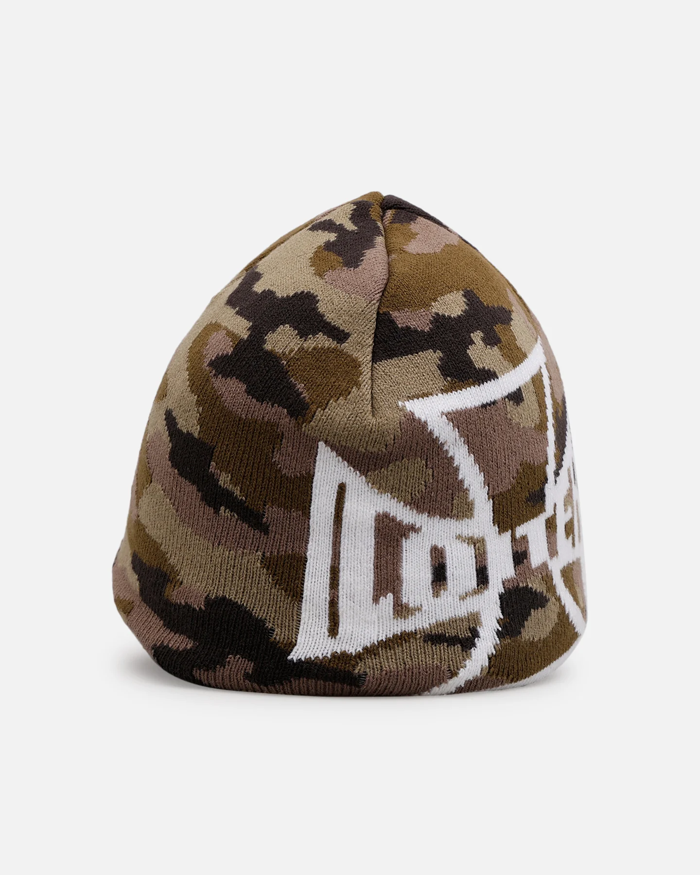 Loiter Motor Skull Knit Beanie Woodland Camo - Image 3