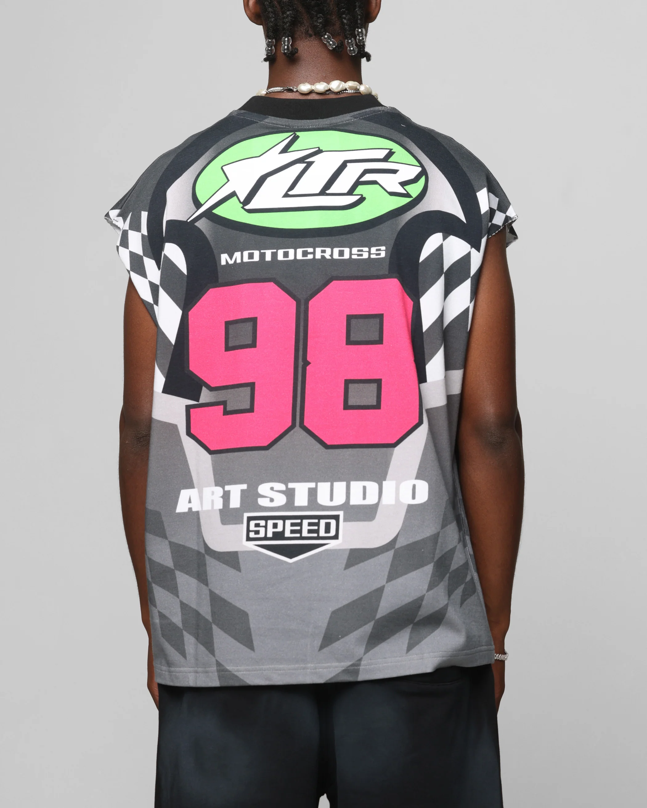 Loiter Motorsport Muscle T-Shirt Grey/Multi-Coloured - Image 2