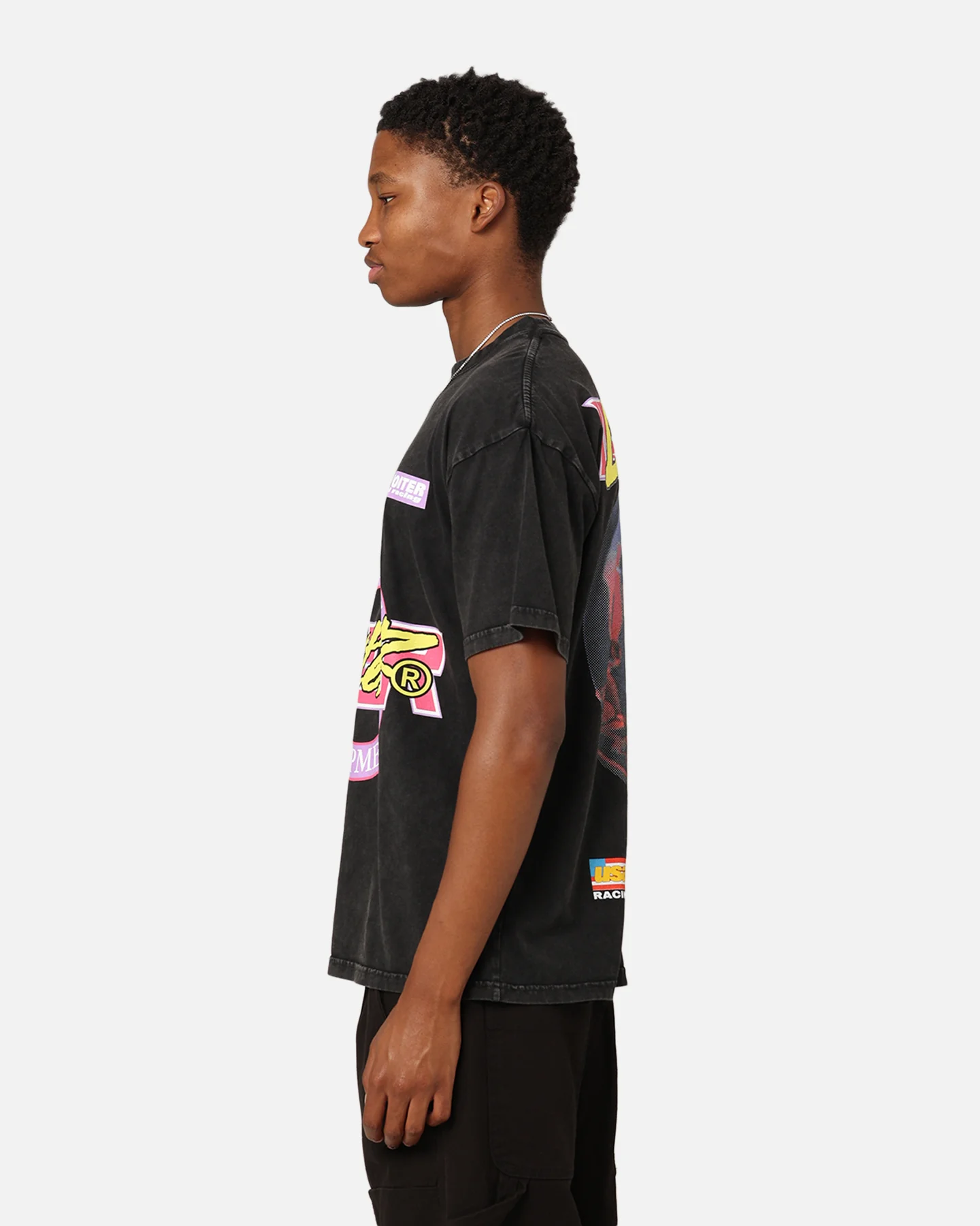 Loiter Motorsport T-Shirt Black Acid Wash - Image 7