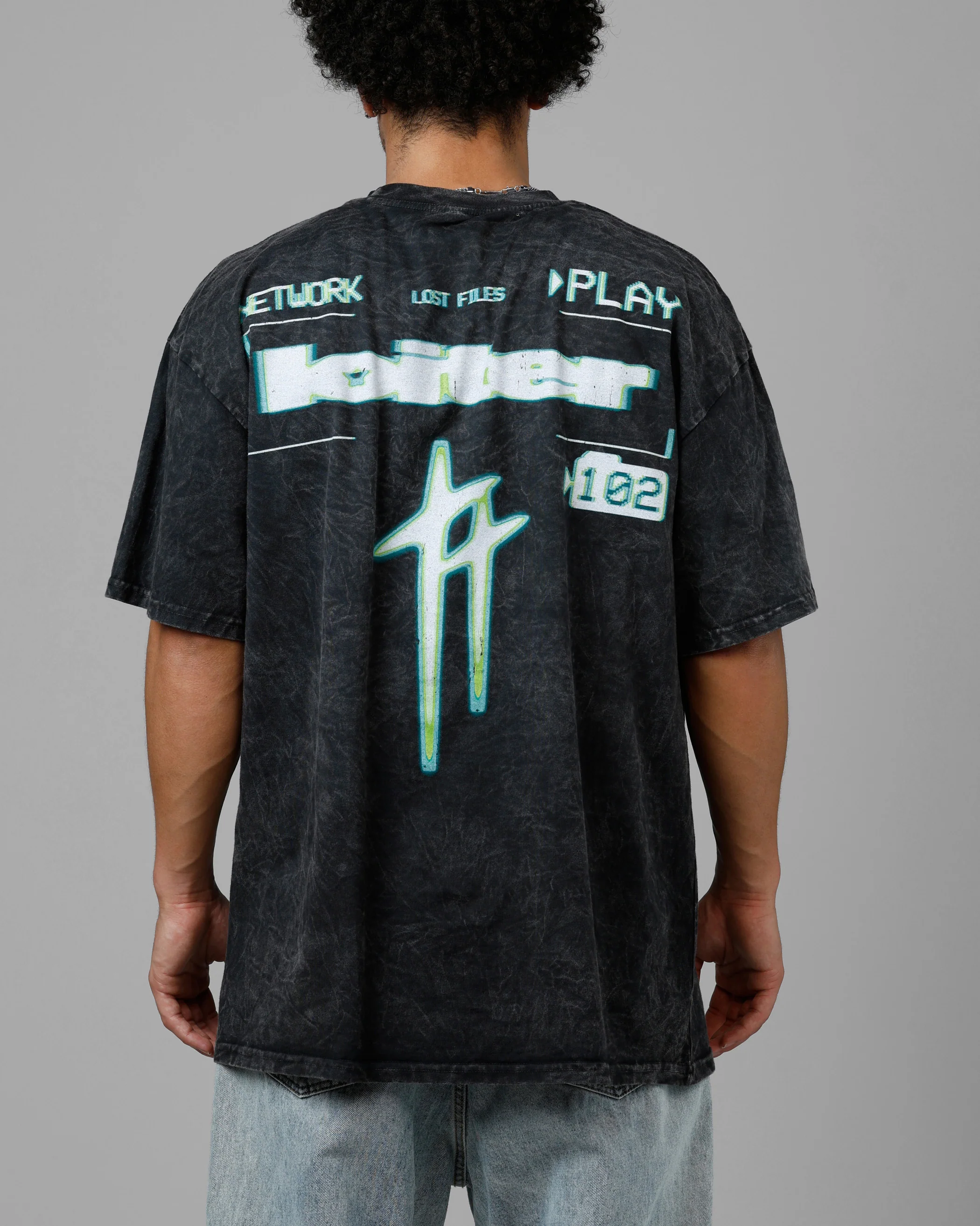 Loiter Night Crawler Drop T-Shirt Black Acidwash - Image 2