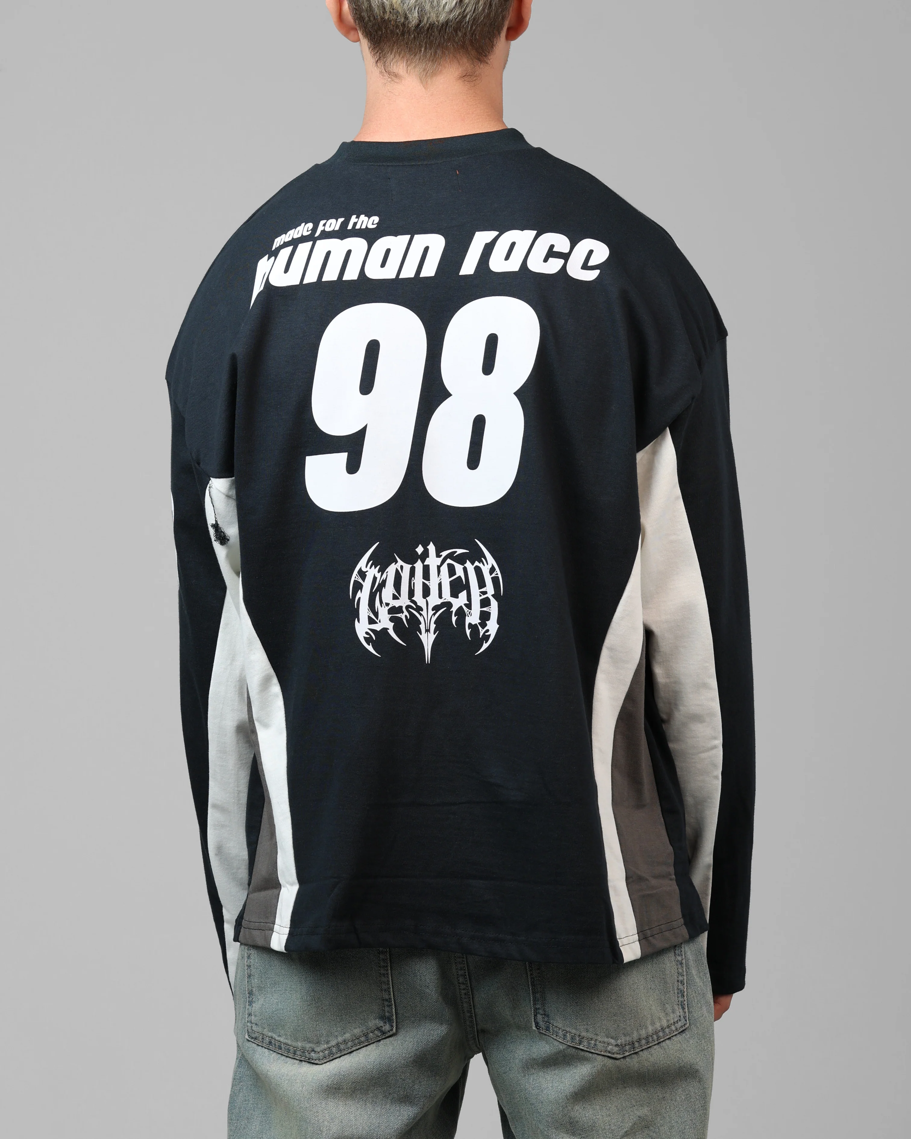 Loiter Night Crawler Long Sleeve T-Shirt Black/White - Image 2
