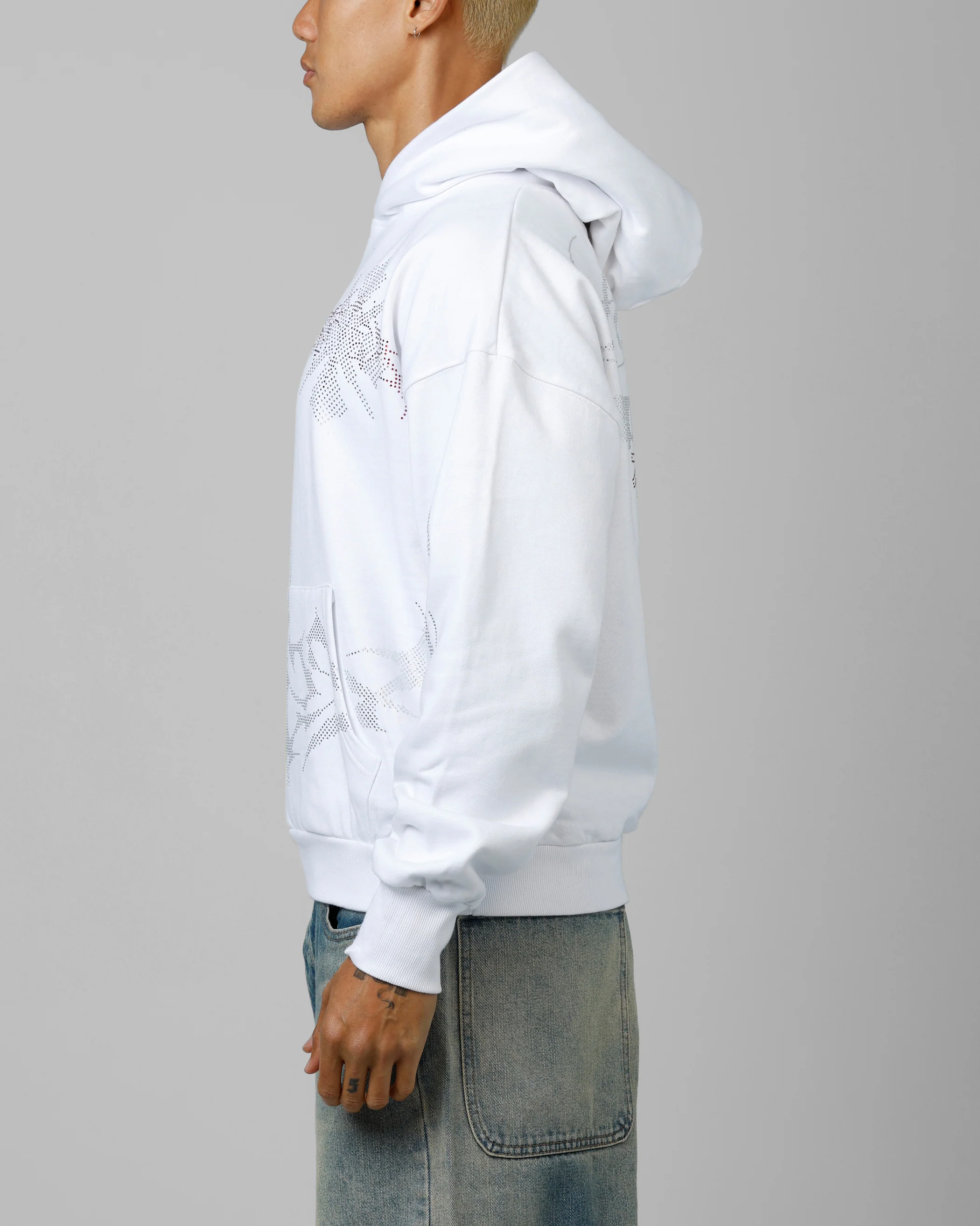 Loiter Opaque Rhinestone Premium Hoodie Off White - Image 5