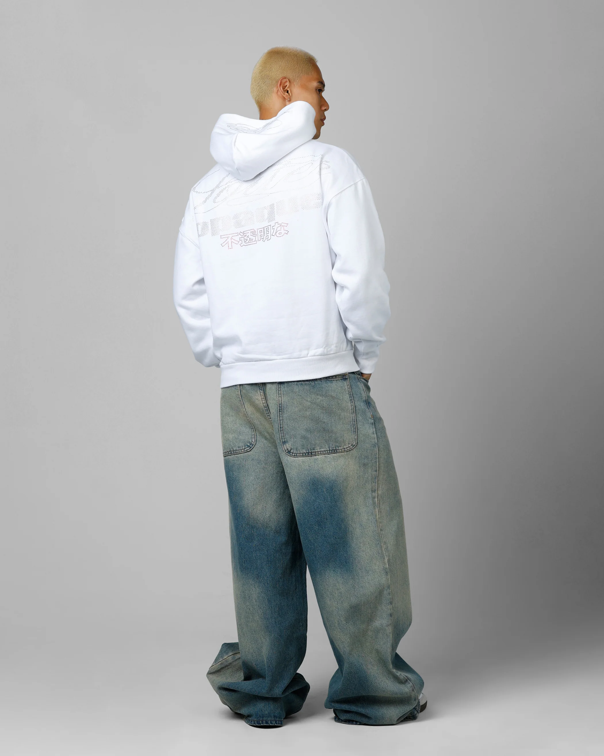 Loiter Opaque Rhinestone Premium Hoodie Off White - Image 6
